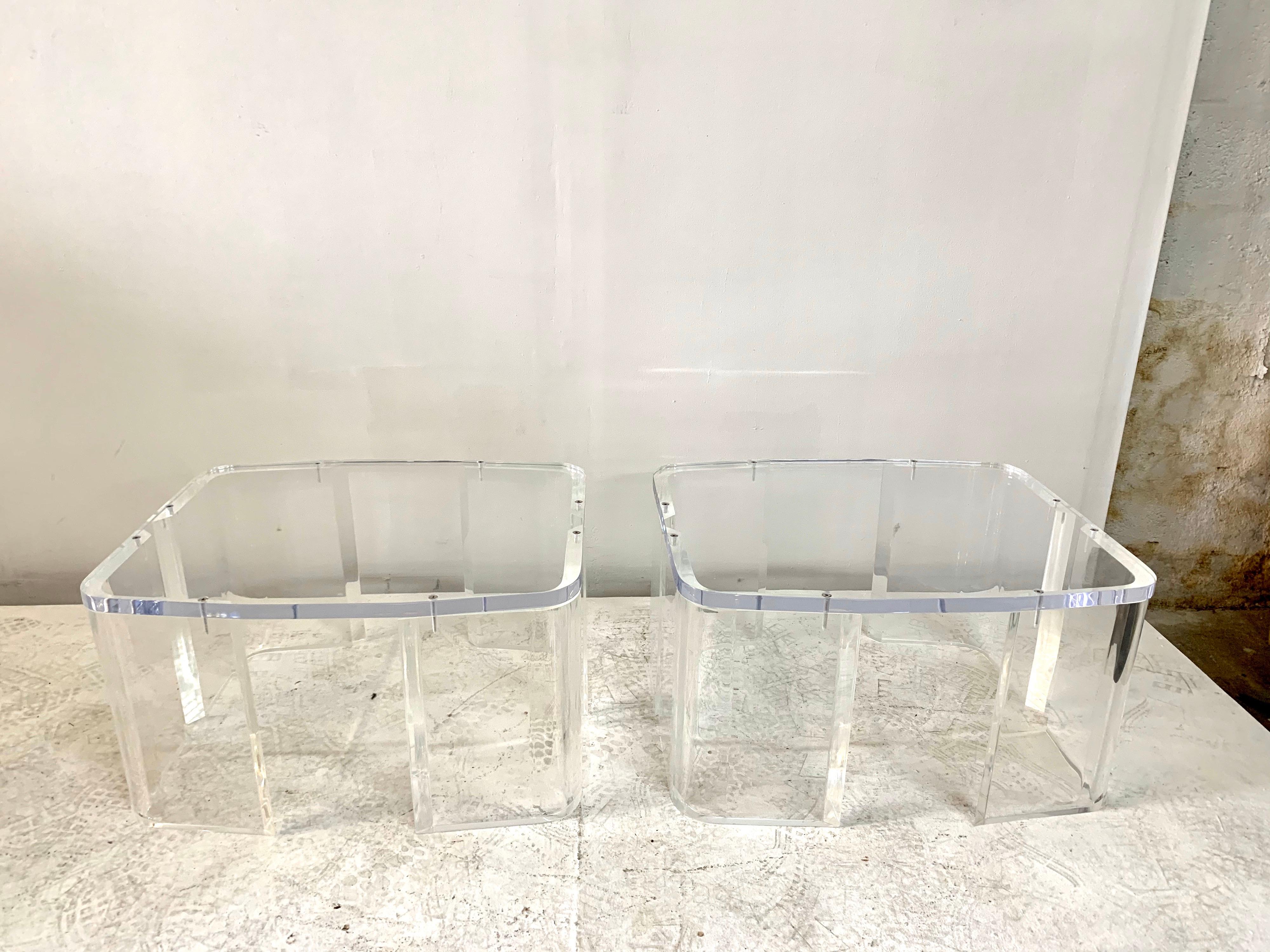 Late 20th Century Industrial Design Acrylic Side Tables, Pair