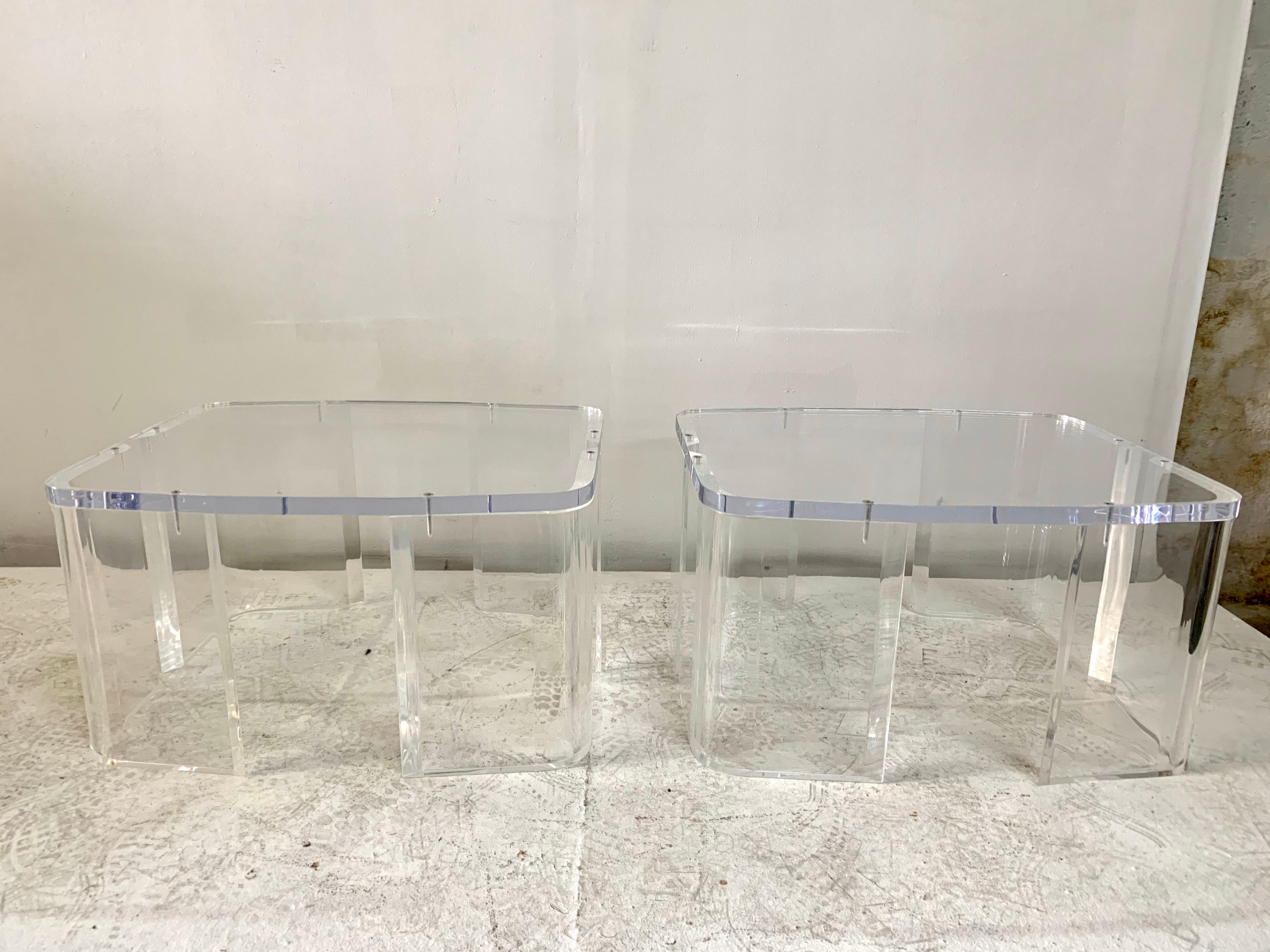 Industrial Design Acrylic Side Tables, Pair 1