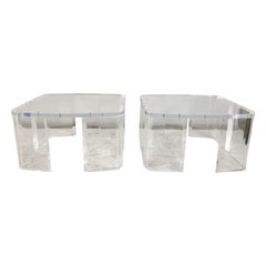 Industrial Design Acrylic Side Tables, Pair