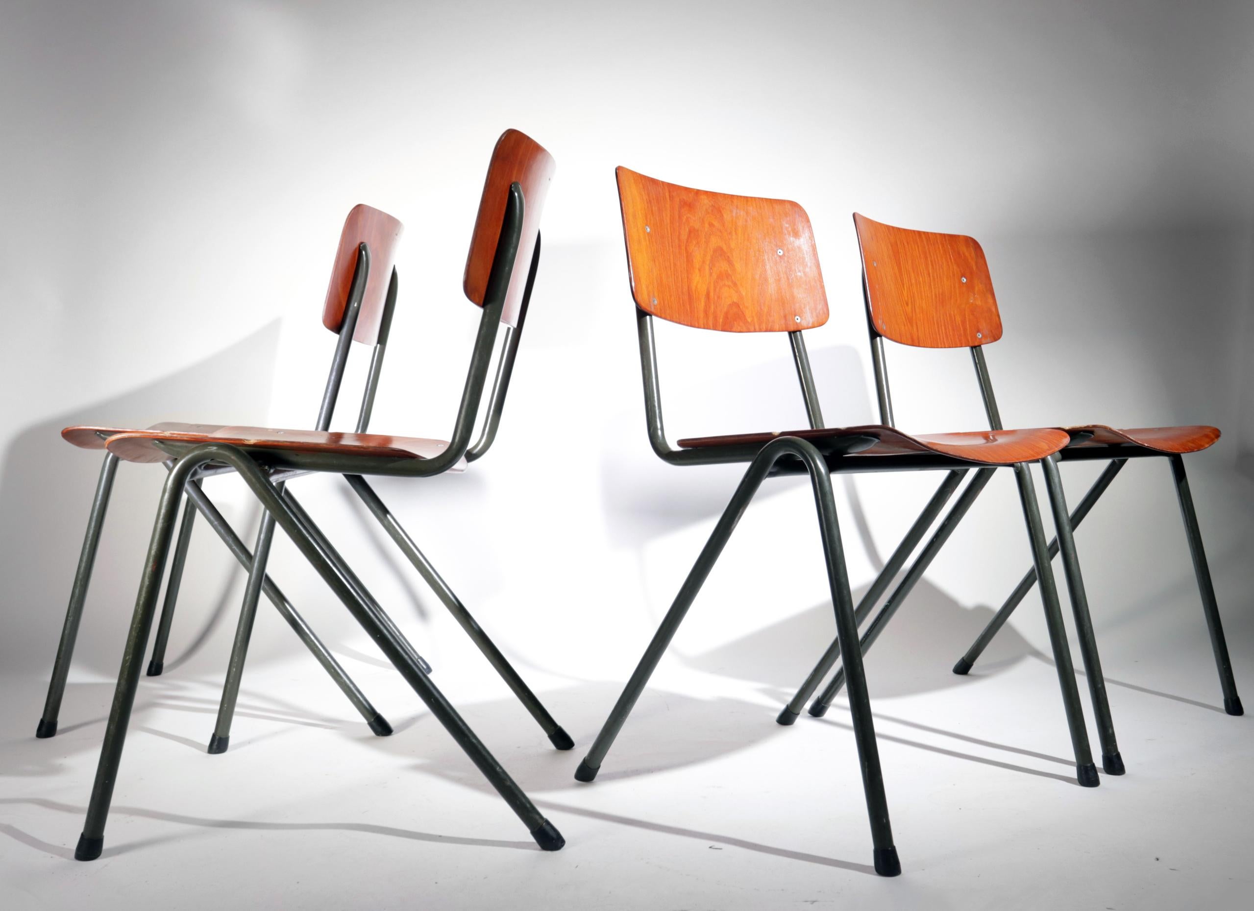 Industrial Design Eromes Pagholz Stacking Dining Chairs V-Shape Legs 1