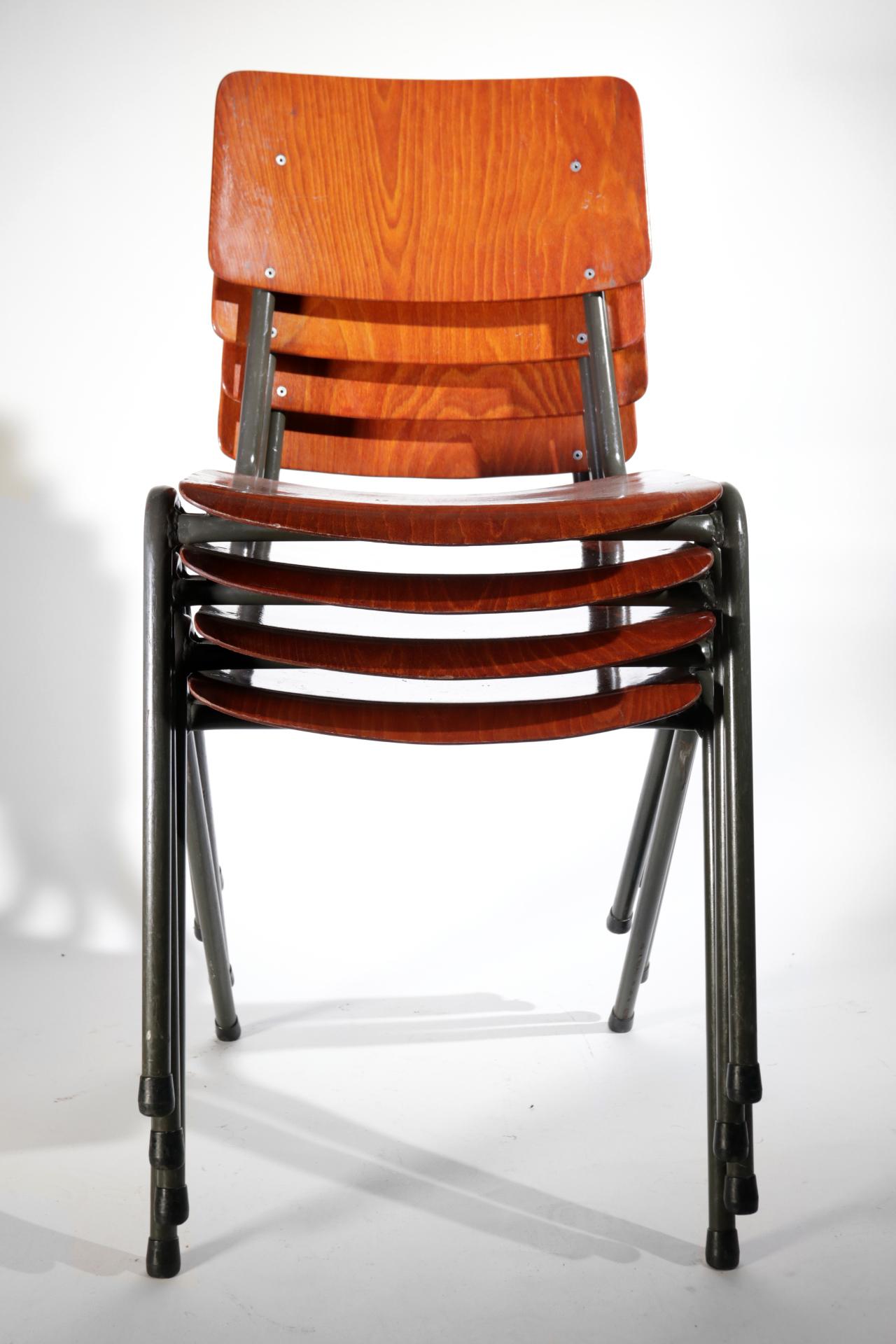 Industrial Design Eromes Pagholz Stacking Dining Chairs V-Shape Legs 10