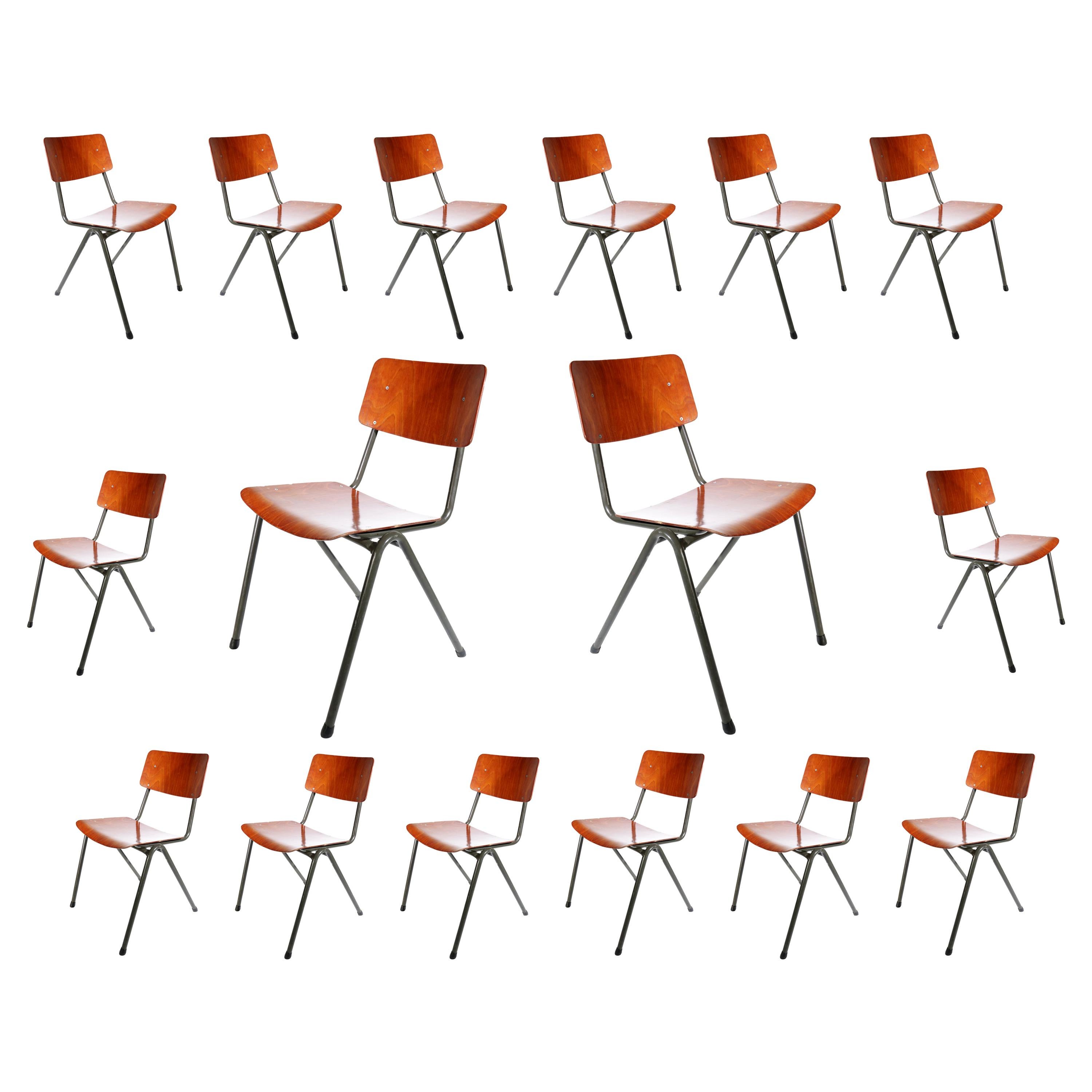 Industrial Design Eromes Pagholz Stacking Dining Chairs V-Shape Legs