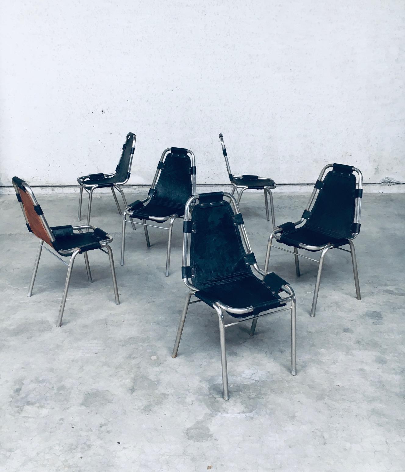 Fin du 20e siècle Chaises de salle à manger design industriel en cuir et acier modèle « Les Arcs », années 1980 en vente