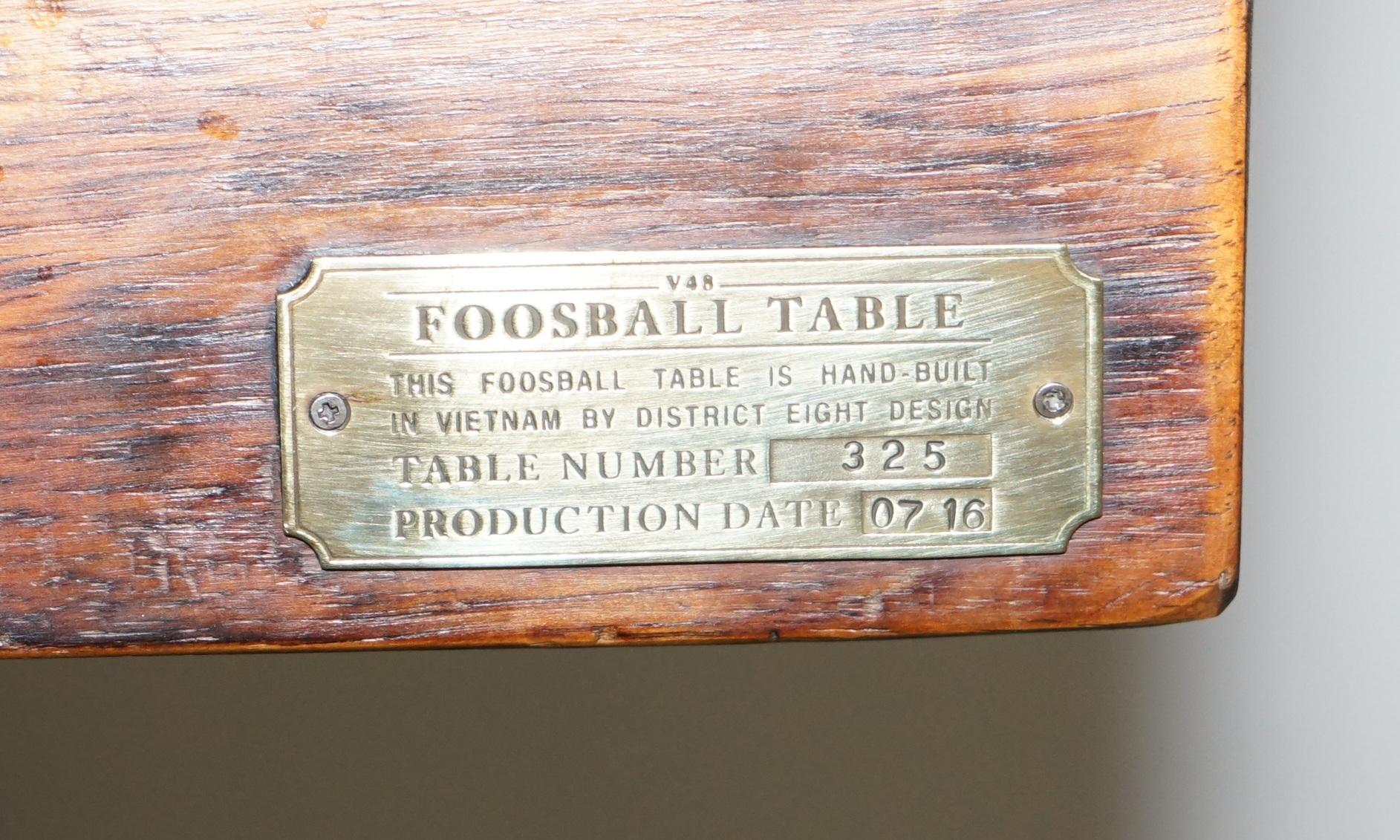 We are delighted to offer for sale this lovely limited edition 325 vintage foosball table made by District Eight design 

A very good looking well made and decorative piece, constructed with reclaimed hardwood, aluminium players, a stone playing
