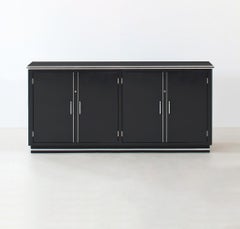 Industrial Design Metal Sideboard With 4-Door, Lacquered And Chrome Plated Metal