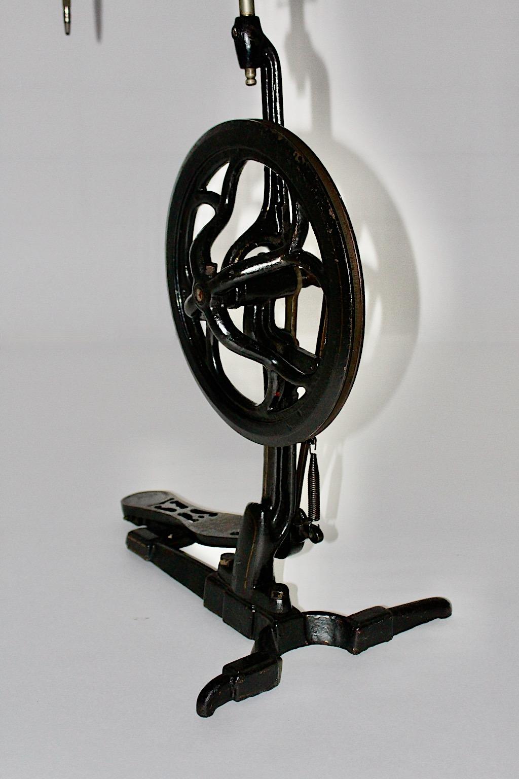 Austrian Industrial Design Science Vintage Black Cast Iron Dentist Machine 19th Century For Sale