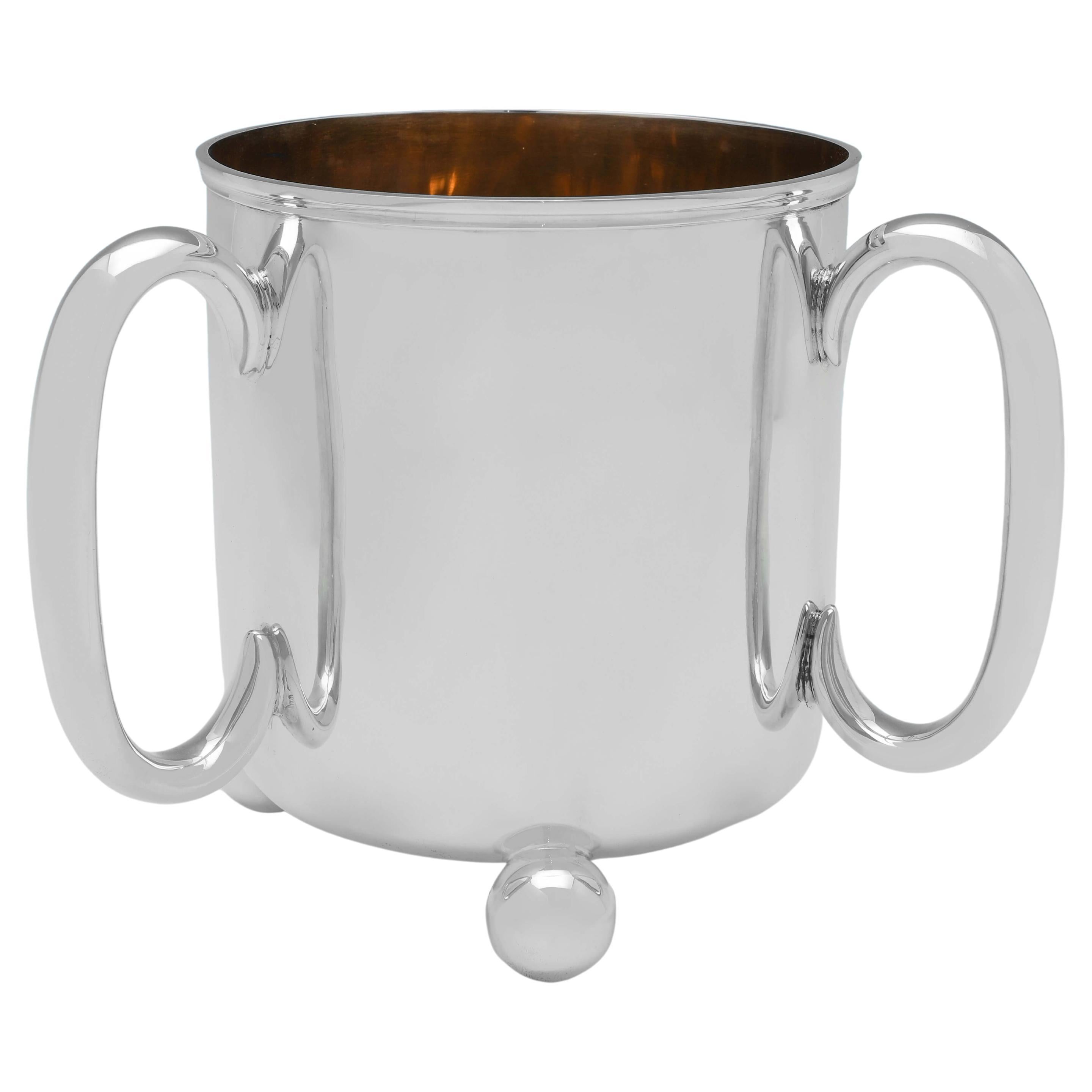 Industrial Design Victorian Antique Sterling Silver Cup or Wine Cooler, 1884 For Sale