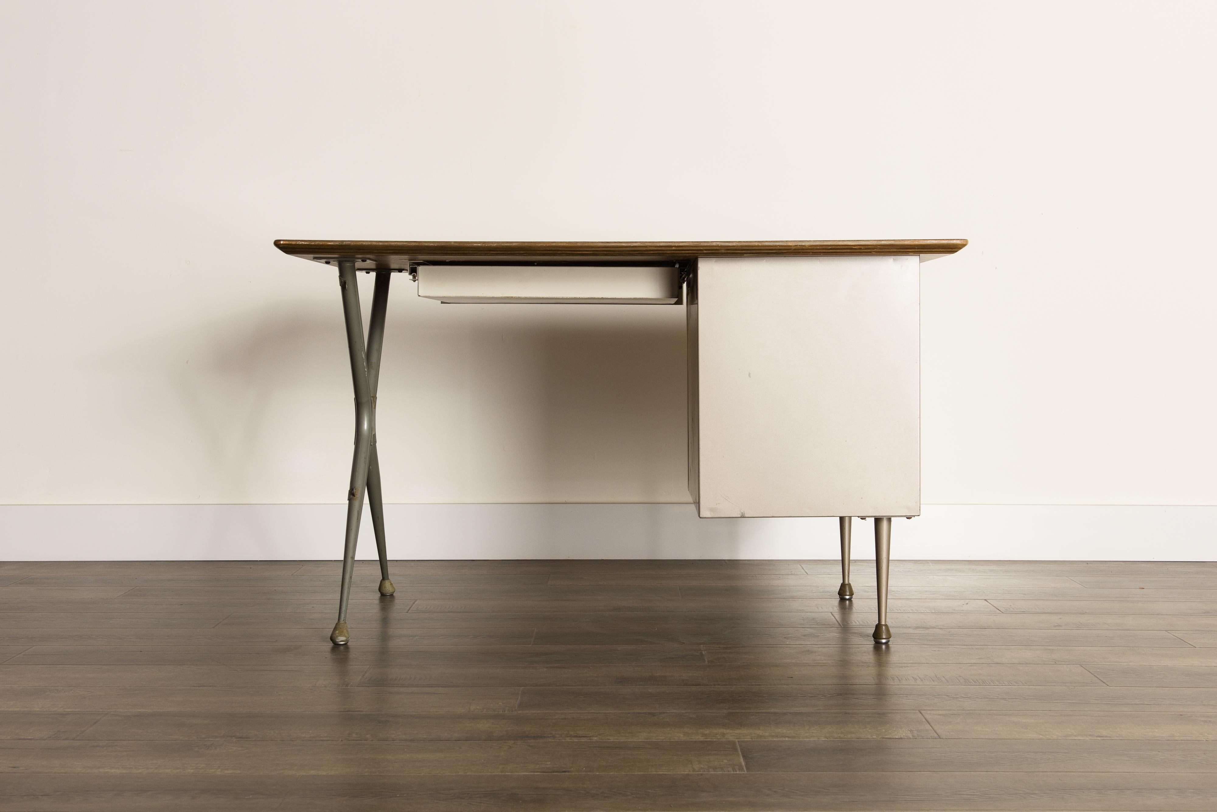 Industrial Desk by Raymond Loewy for Brunswick of Chicago, circa 1950s, Signed  1