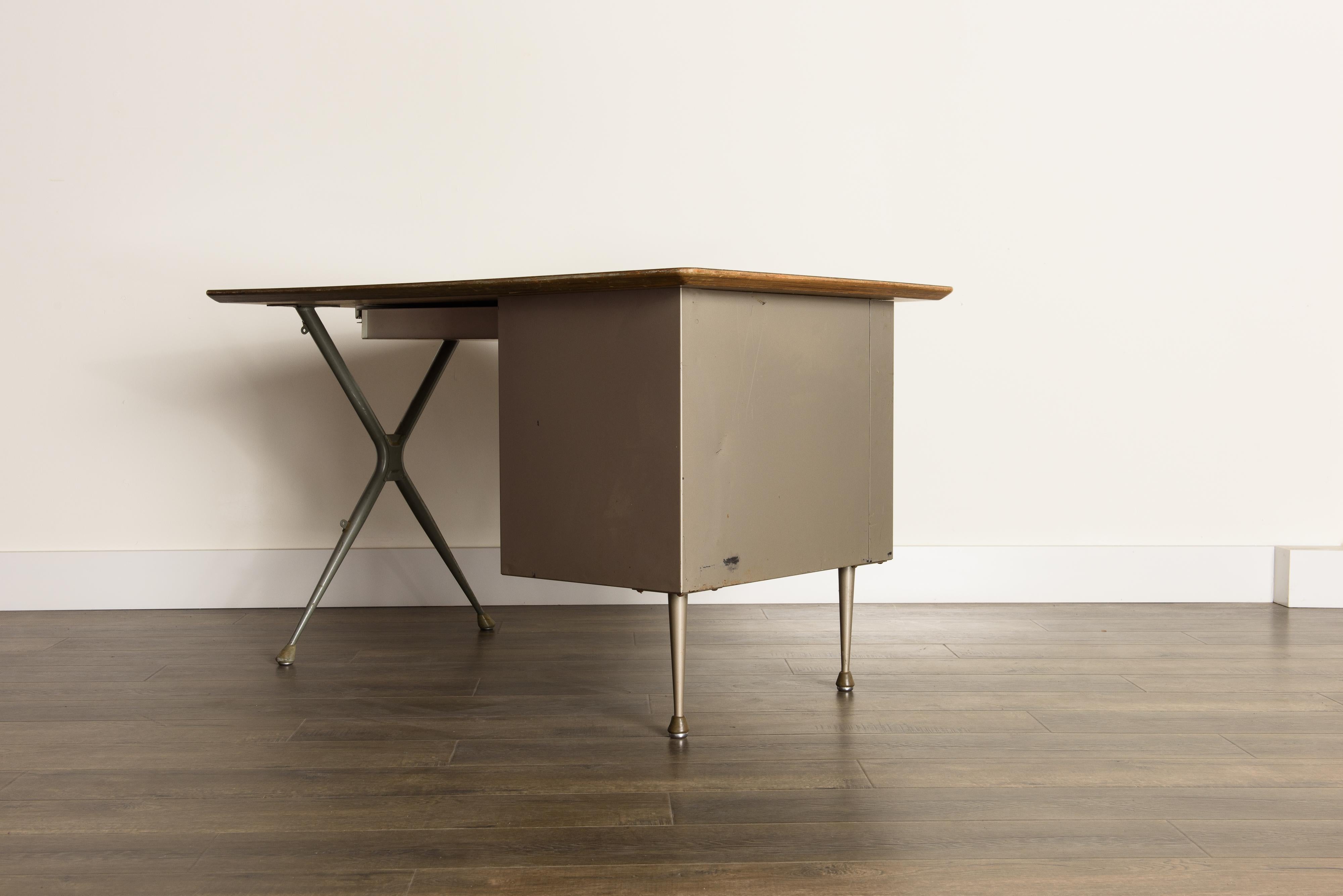 Industrial Desk by Raymond Loewy for Brunswick of Chicago, circa 1950s, Signed  2