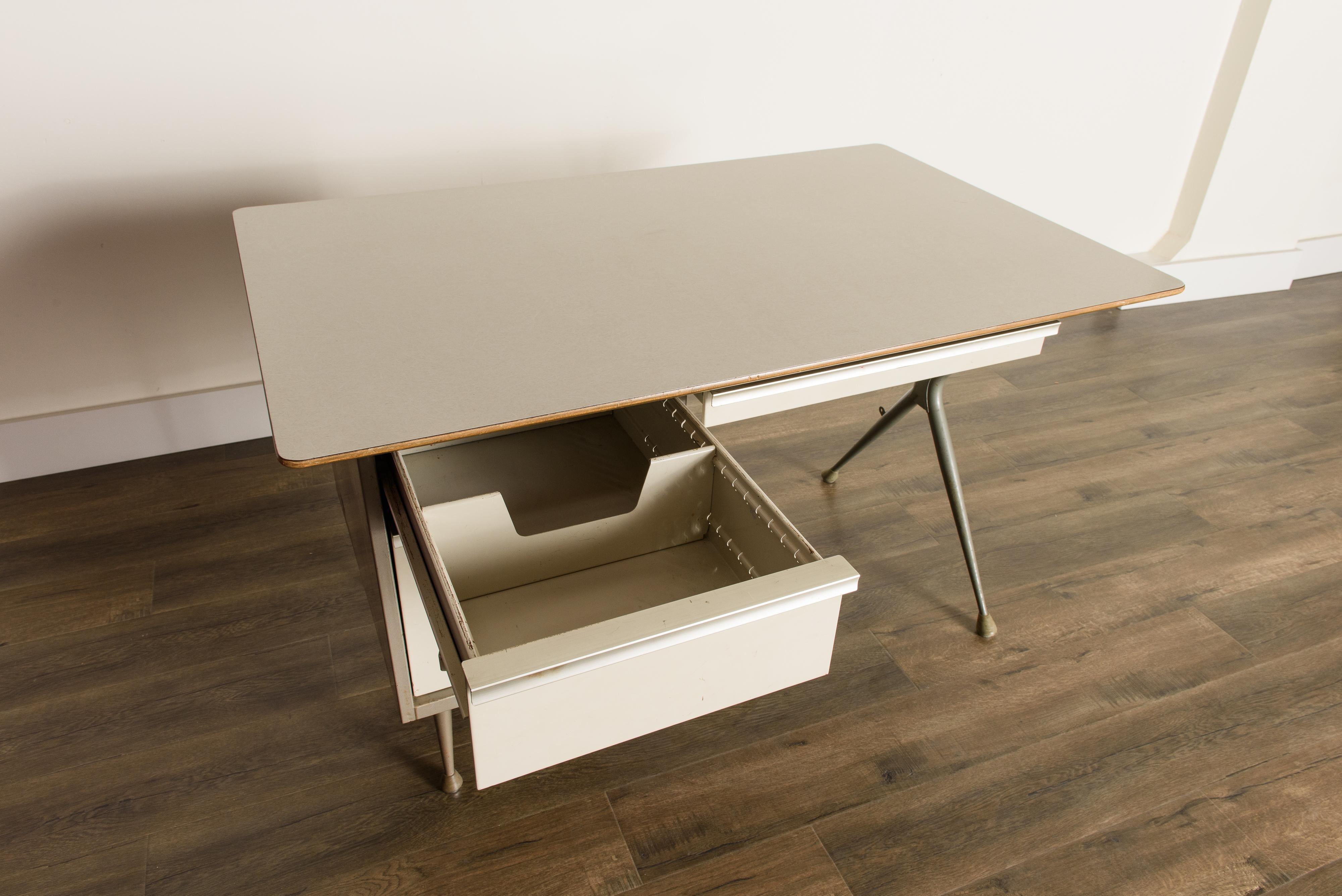 Industrial Desk by Raymond Loewy for Brunswick of Chicago, circa 1950s, Signed  5