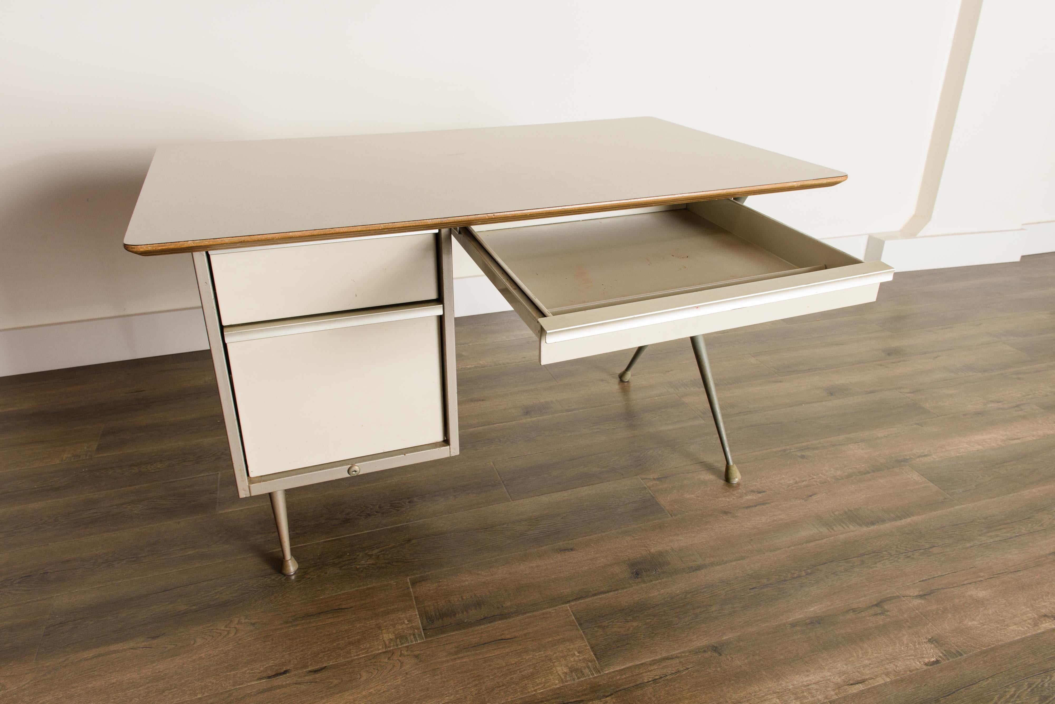 Industrial Desk by Raymond Loewy for Brunswick of Chicago, circa 1950s, Signed  8