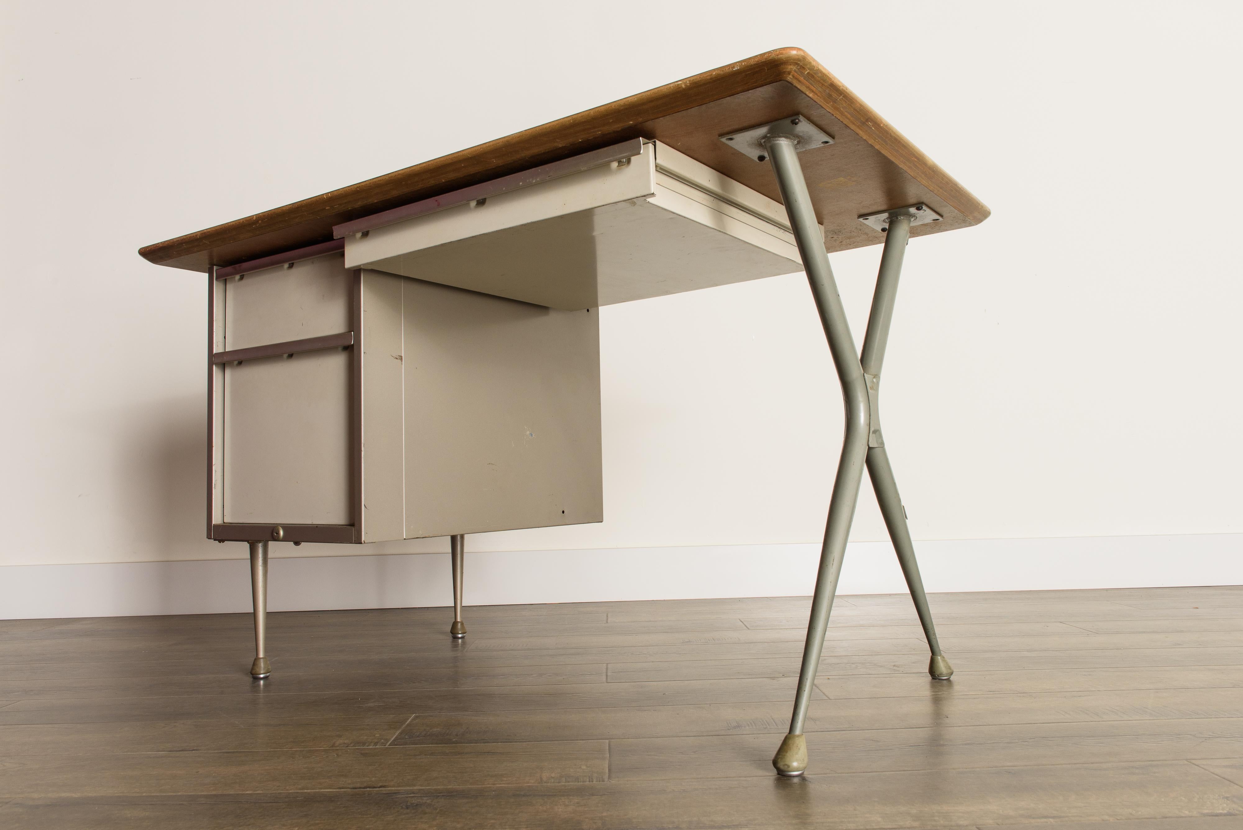 Industrial Desk by Raymond Loewy for Brunswick of Chicago, circa 1950s, Signed  9