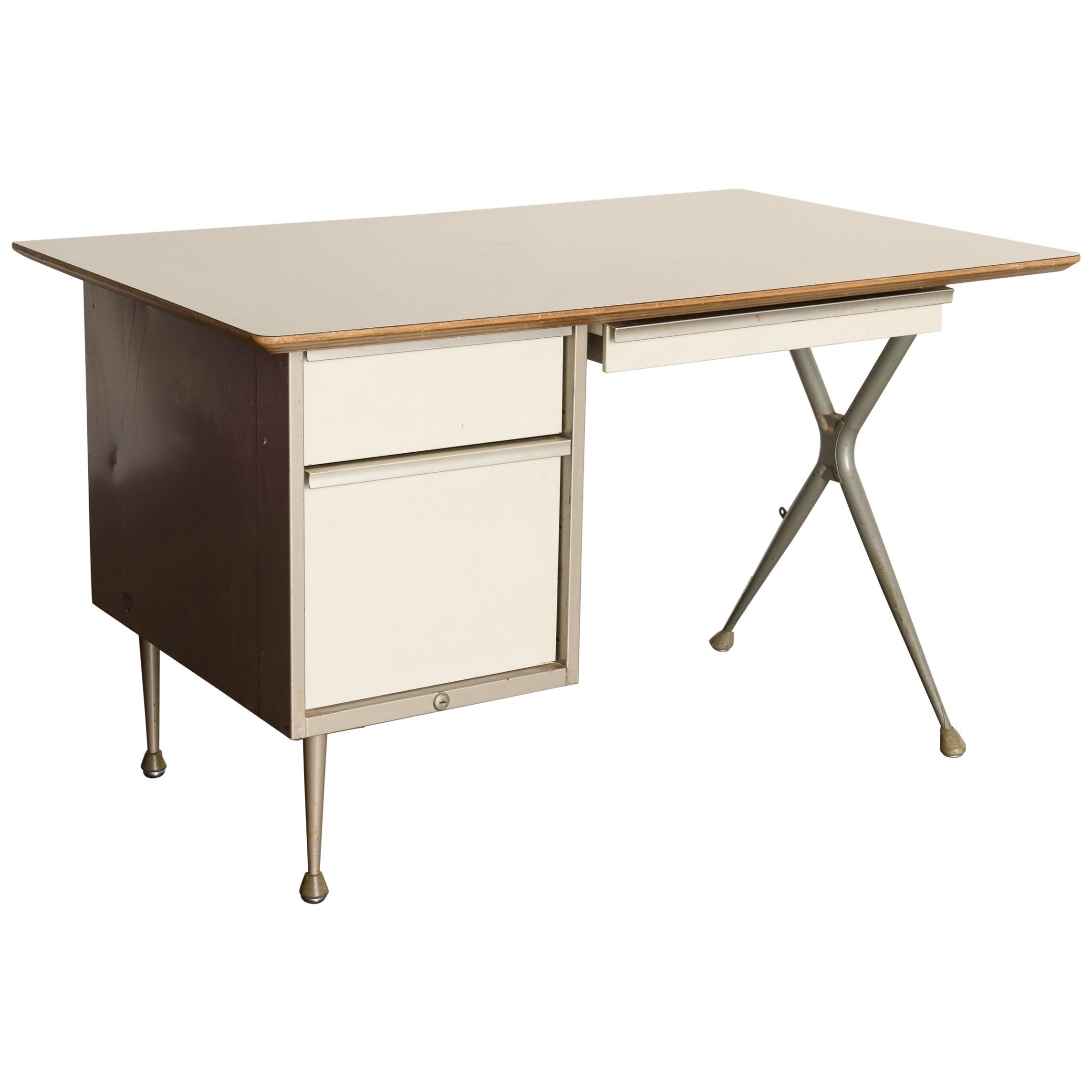 Industrial Desk by Raymond Loewy for Brunswick of Chicago, circa 1950s, Signed 