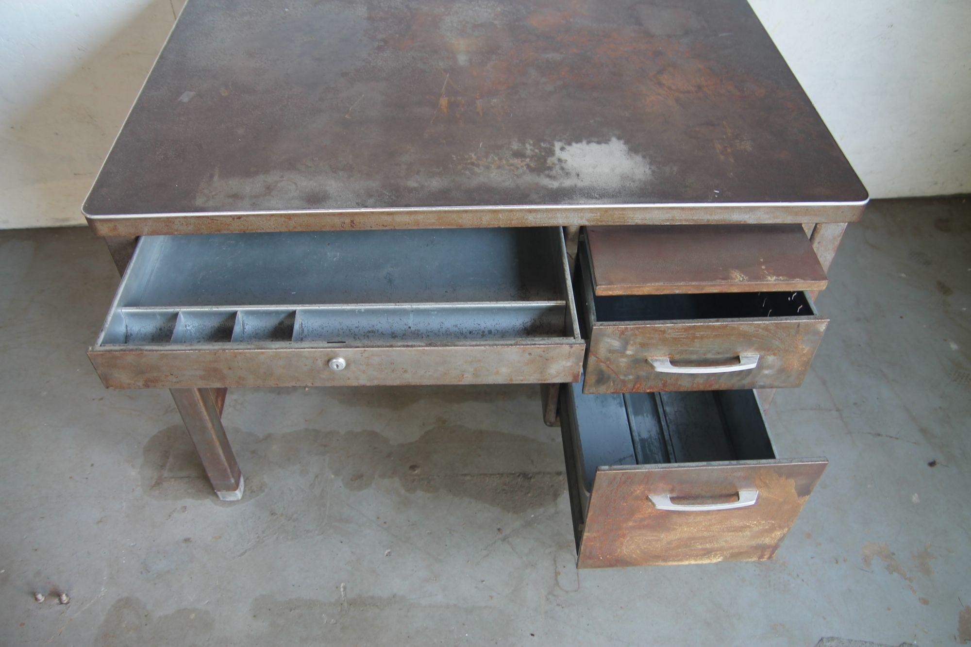 Steel Industrial Desk with Great Distressed Finish