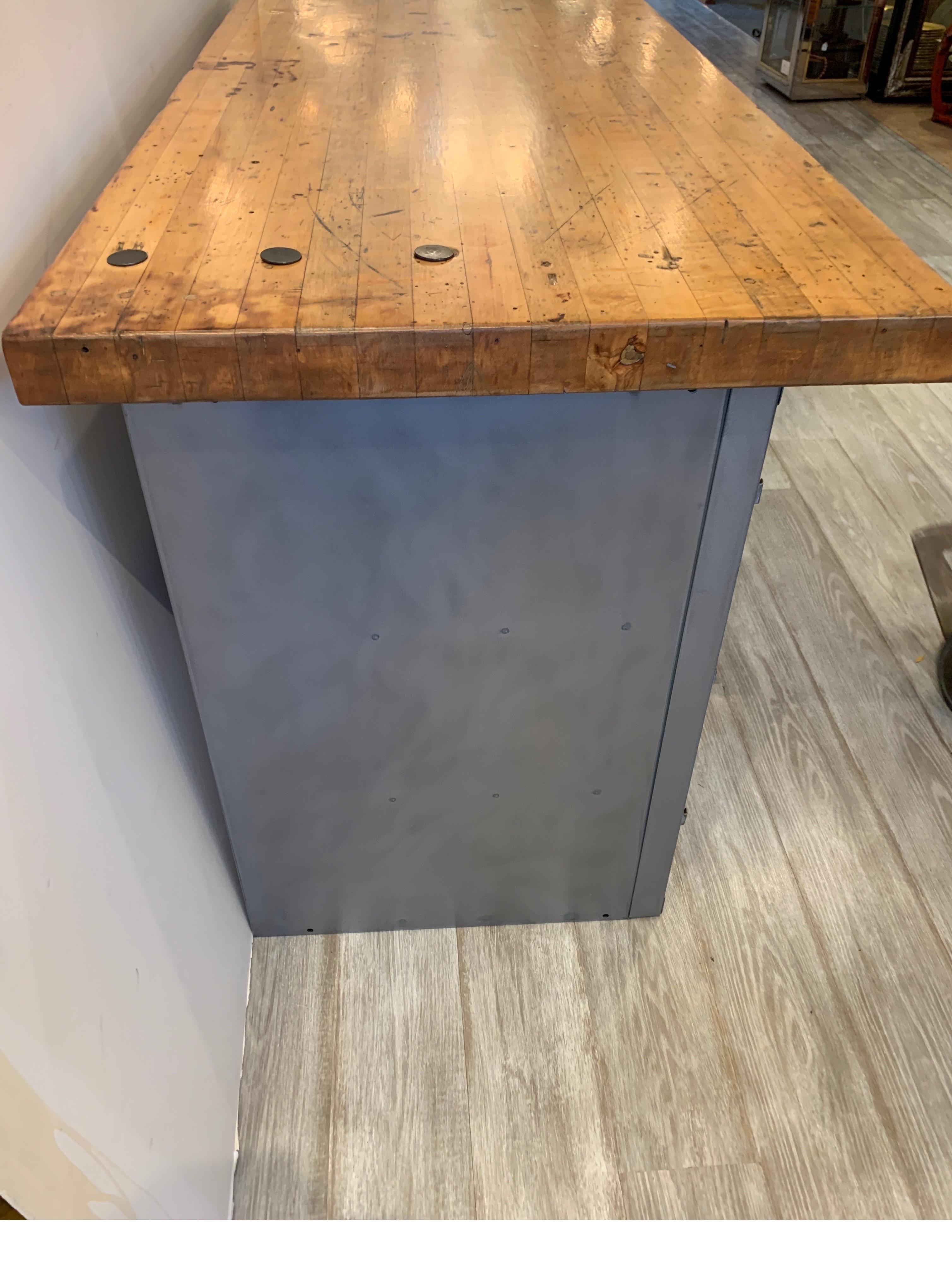 Industrial Desk with Maple Butcher Block Top and Steel Base Desk 3