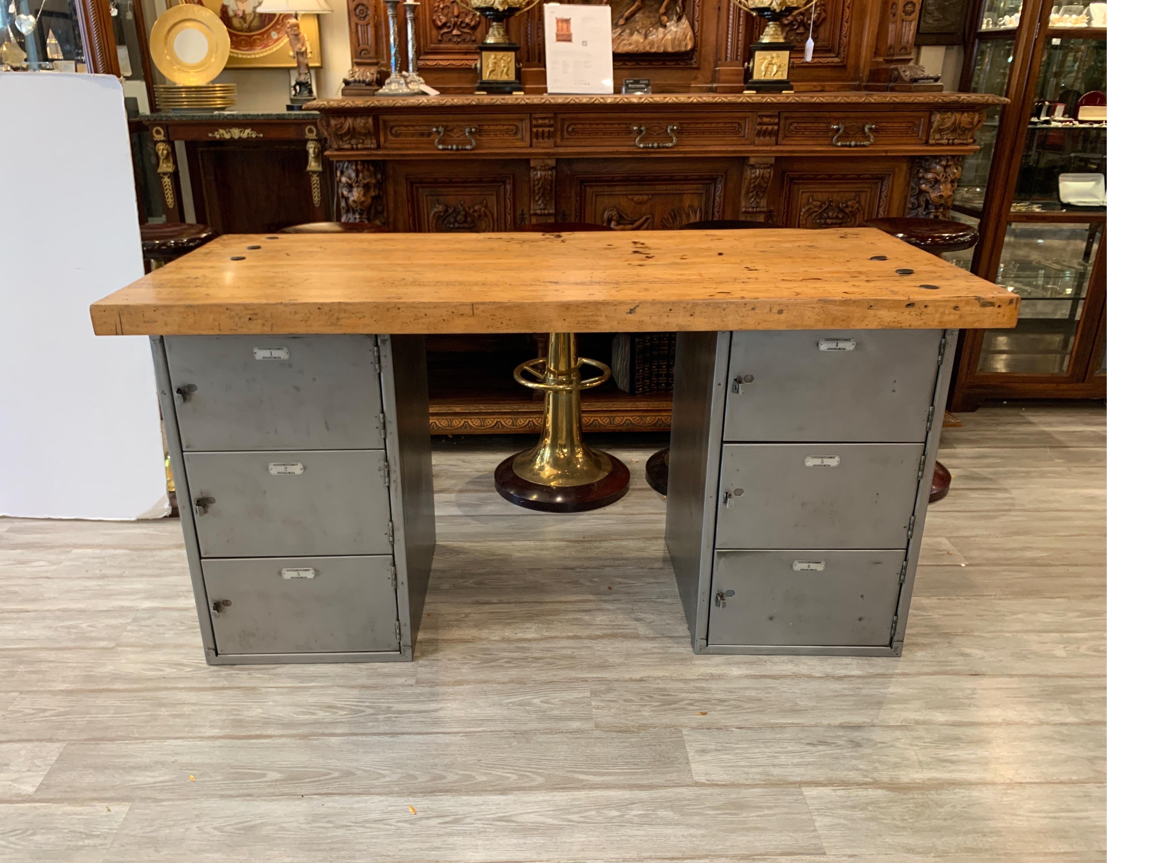 Industrial Desk with Maple Butcher Block Top and Steel Base Desk 6