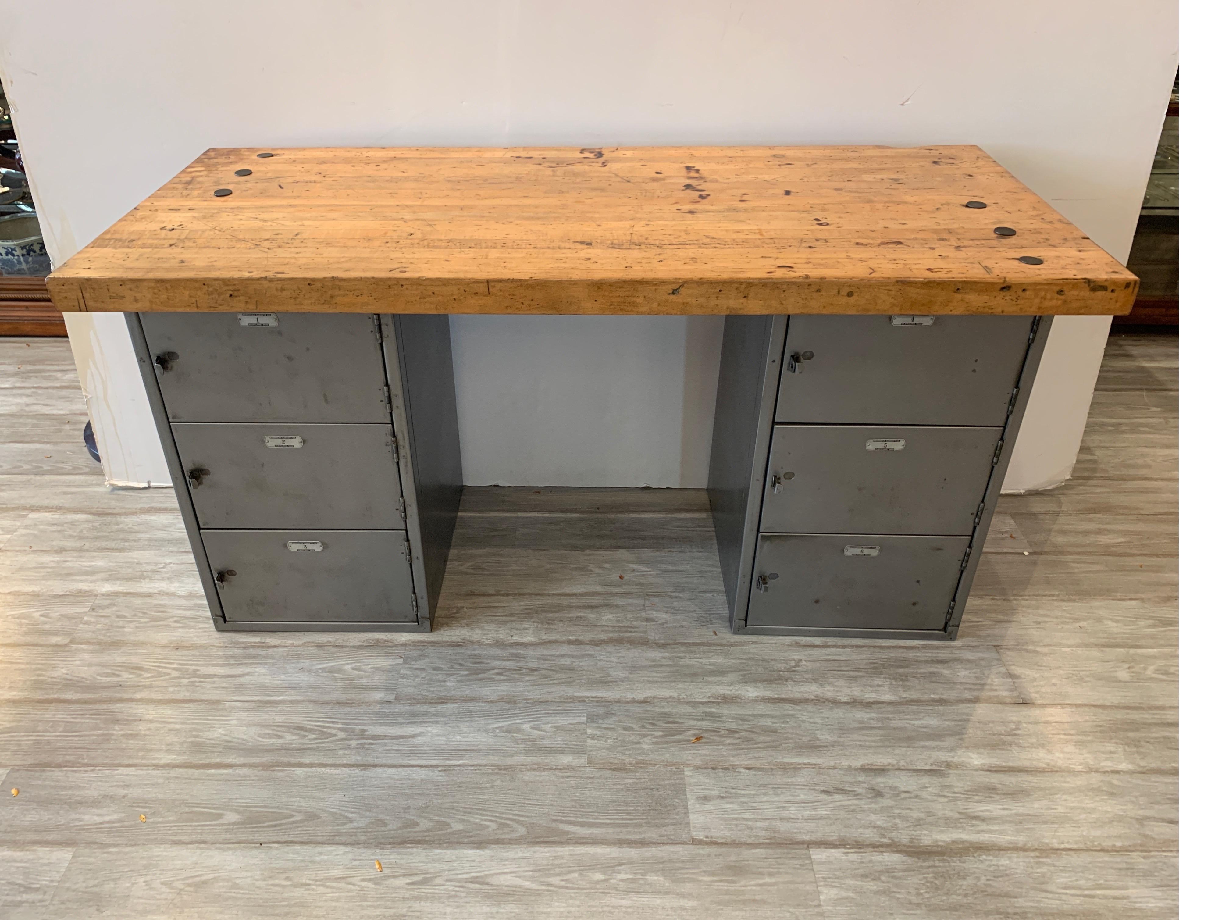 butcher block desk with drawers