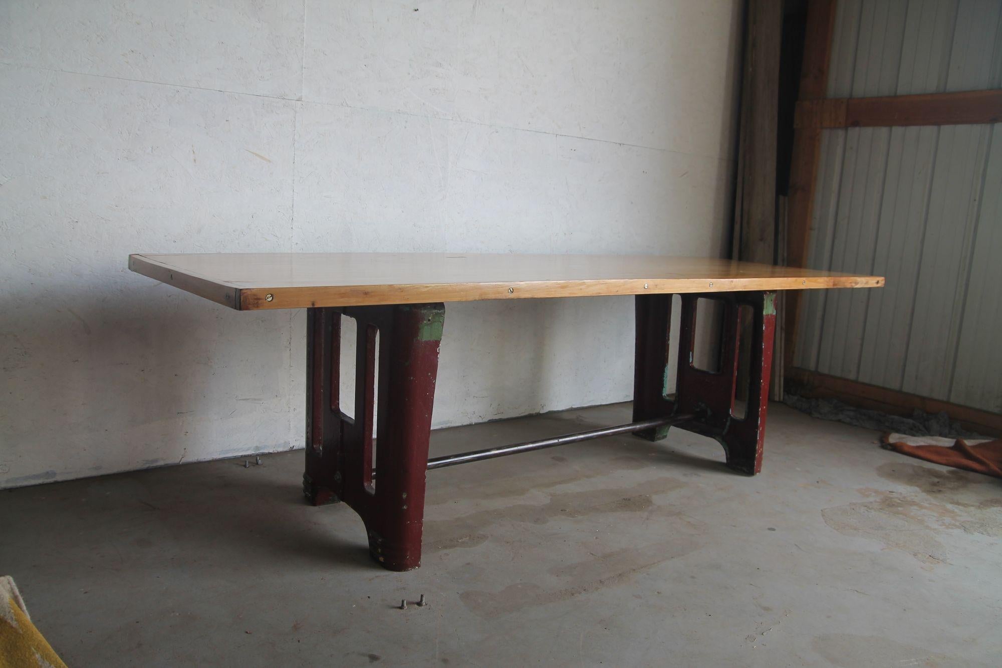 Industrial Dining or Conference Room Table In Good Condition For Sale In Asbury Park, NJ