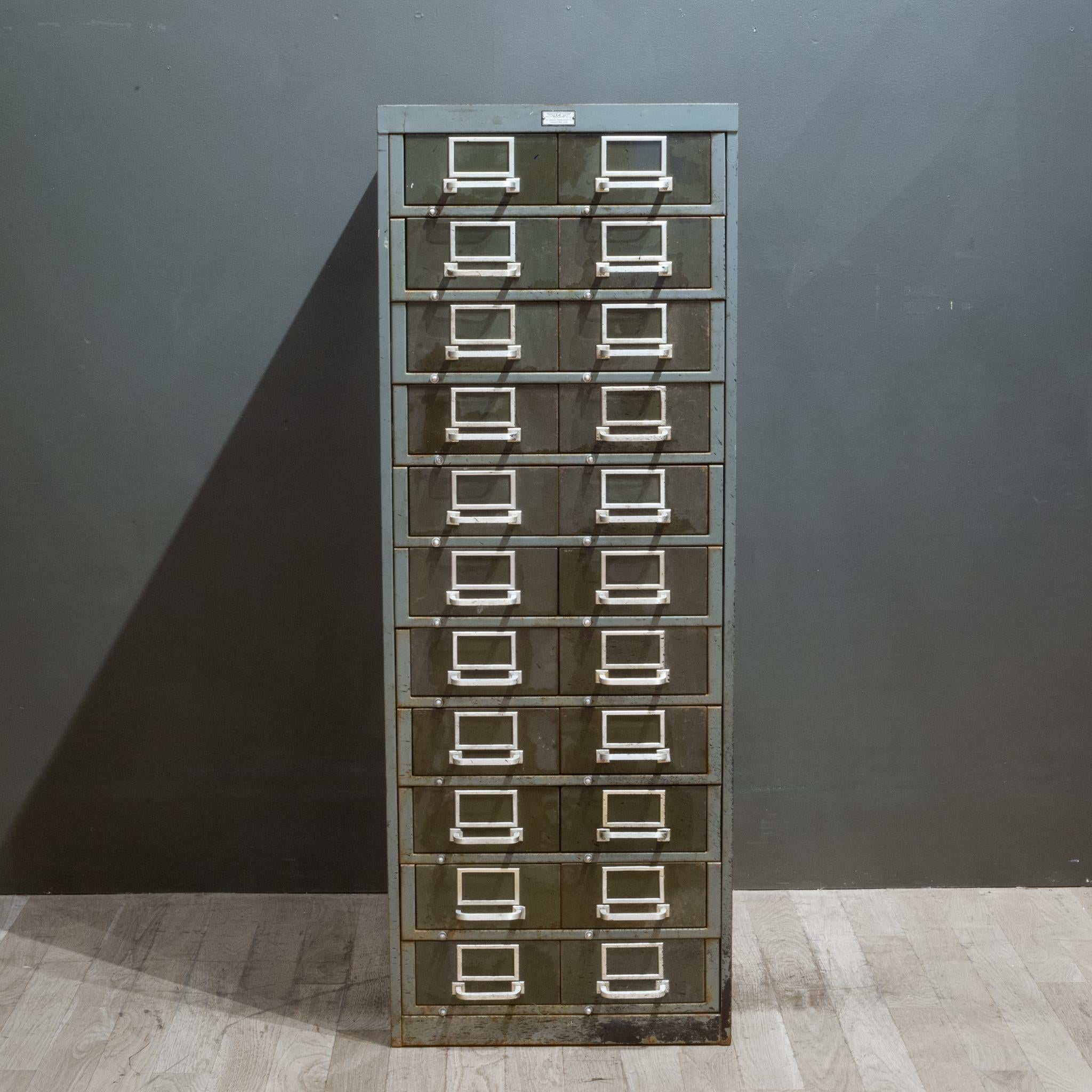 Industrial Double Draw Steel File Cabinet c.1940 In Good Condition In San Francisco, CA