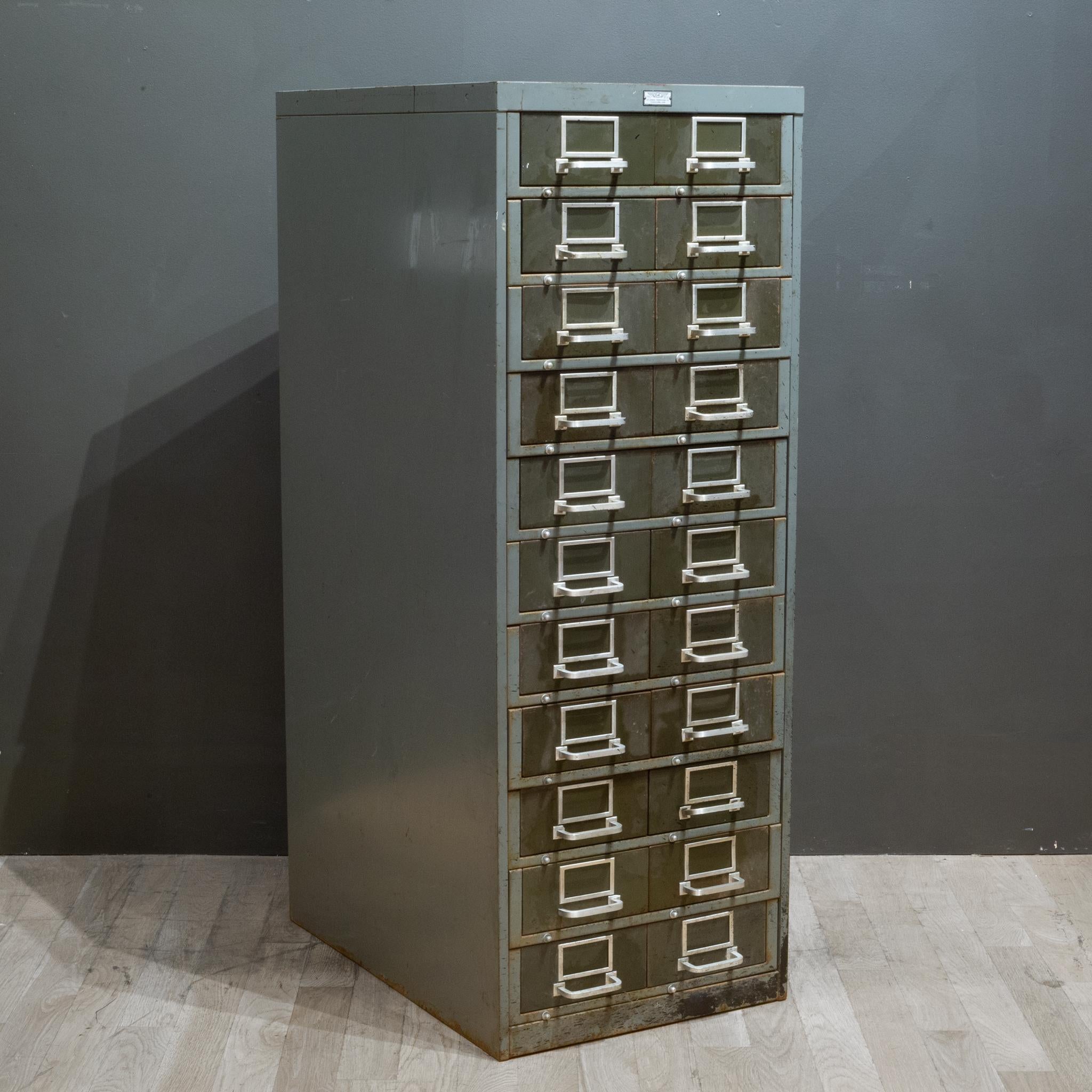 20th Century Industrial Double Draw Steel File Cabinet c.1940