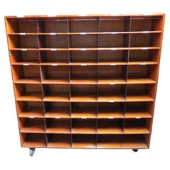 Industrial Double Sided Pigeon Hole Bookcase Shelving Unit  Room Divider 1950s