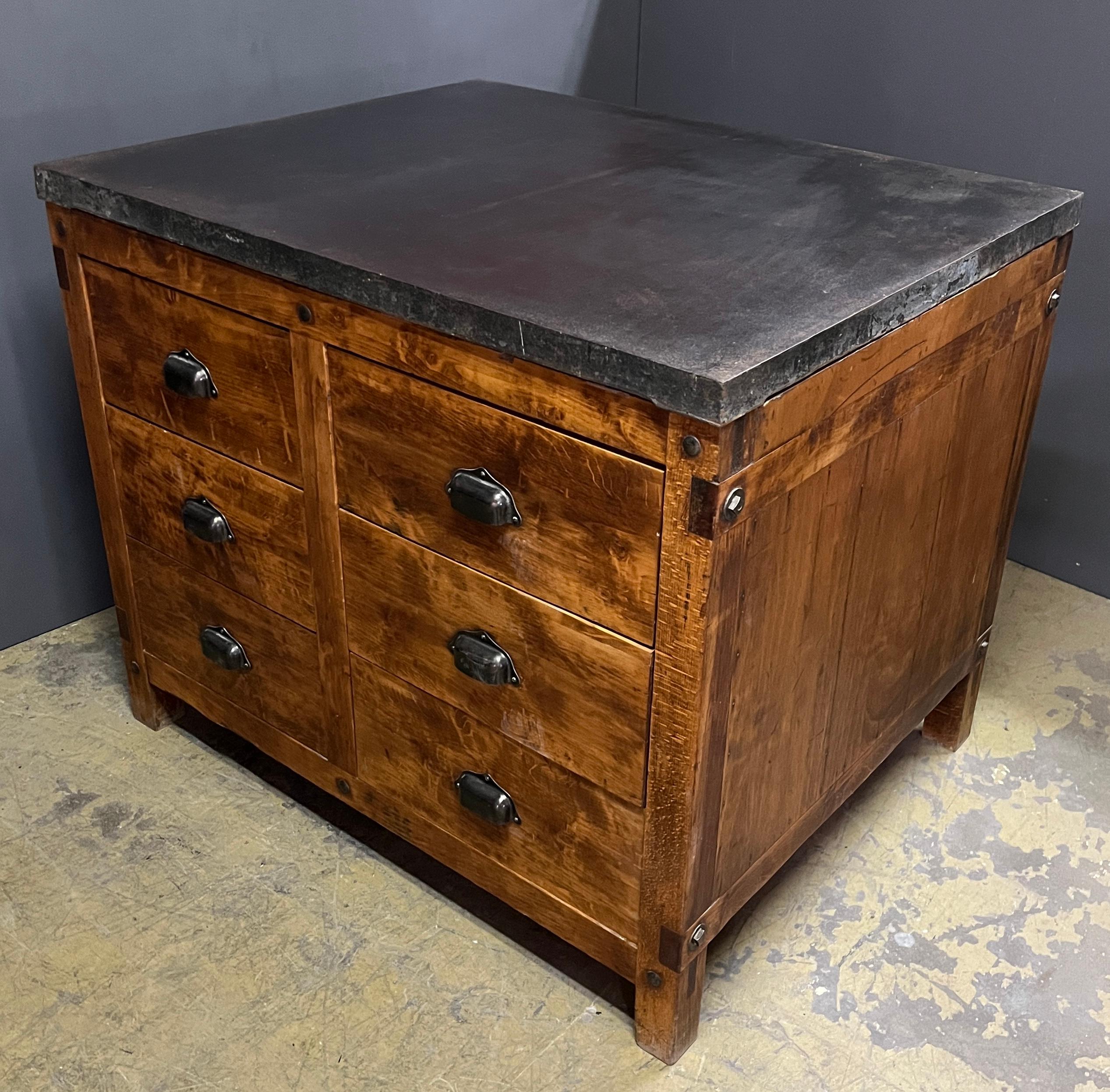 Steel Industrial Double-Sided Pine Chest of Drawers For Sale