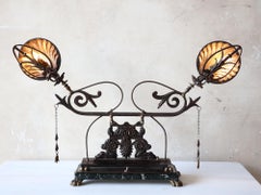 Industrial Double Table Lamp with 19th Century and Art Deco Elements