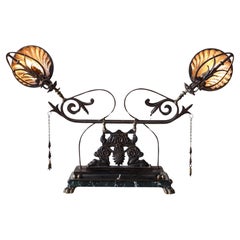 Lampe de table double industrielle avec éléments du 19e siècle et de l'Art déco