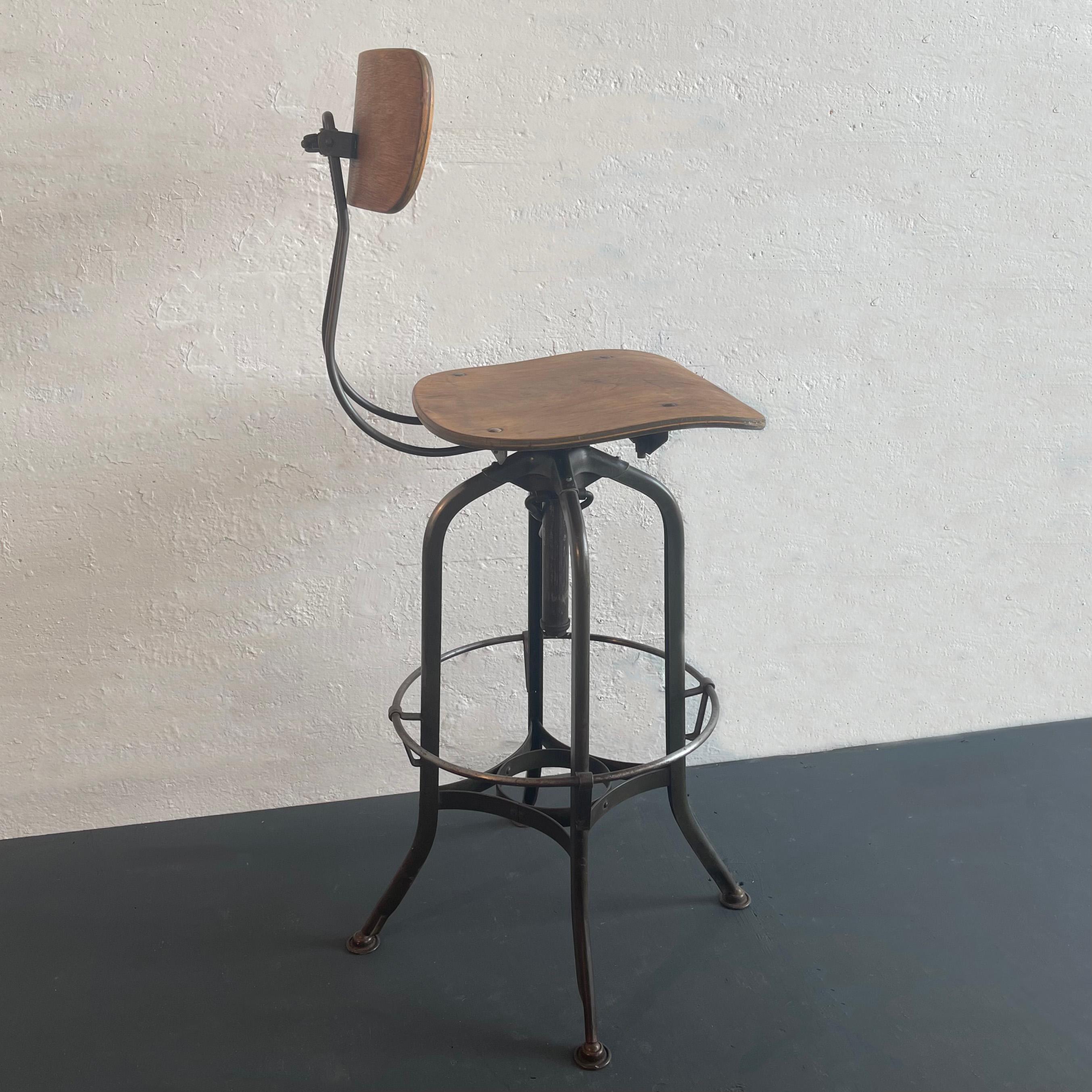 20th Century Industrial Drafting Swivel Stool By Toledo Metal Furniture Co.
