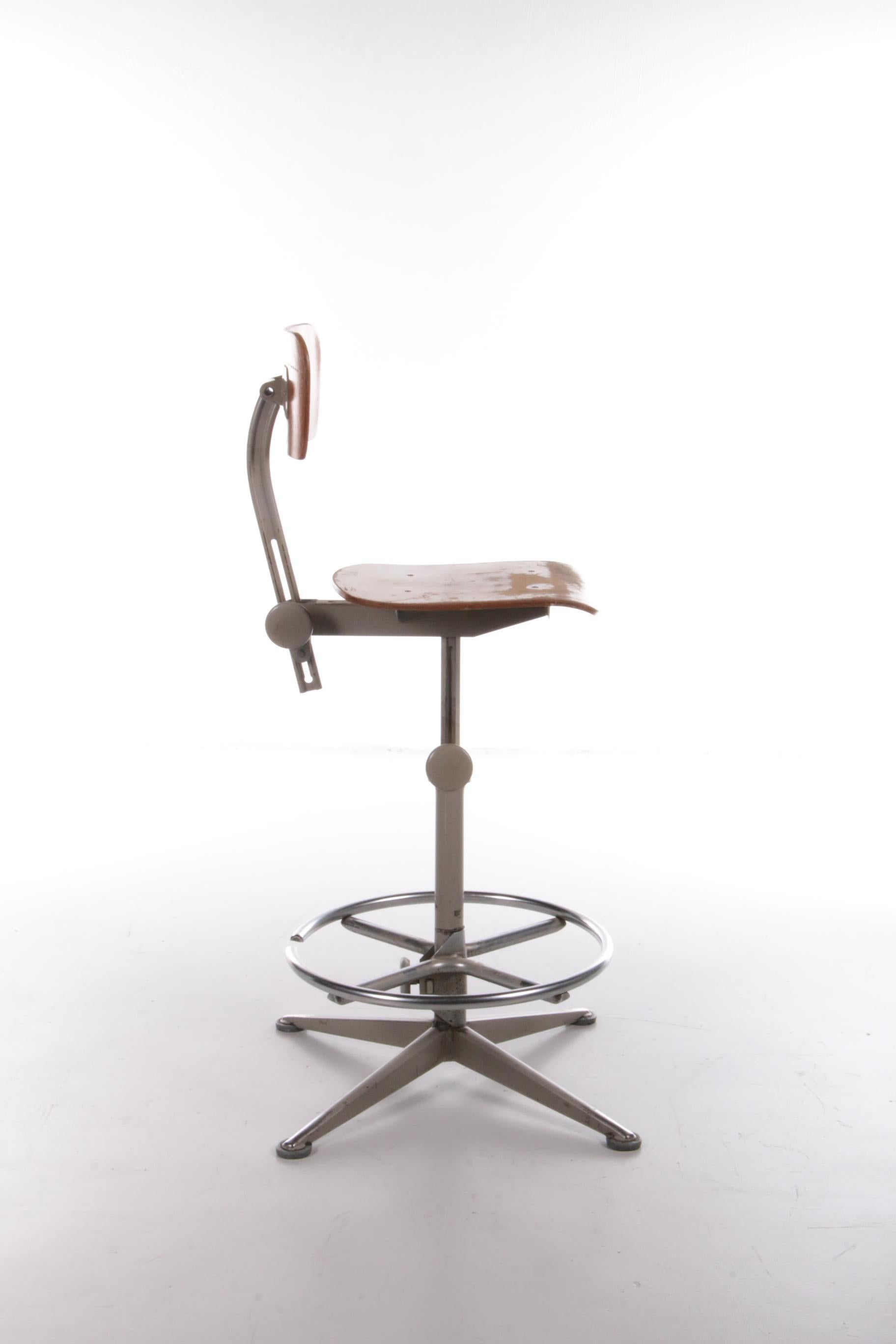 Mid-20th Century Industrial Drawing Table Chair by Friso Kramer for Ahrend, ca 1960