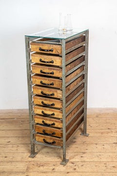 Industrial Dresser with drawers and glass top