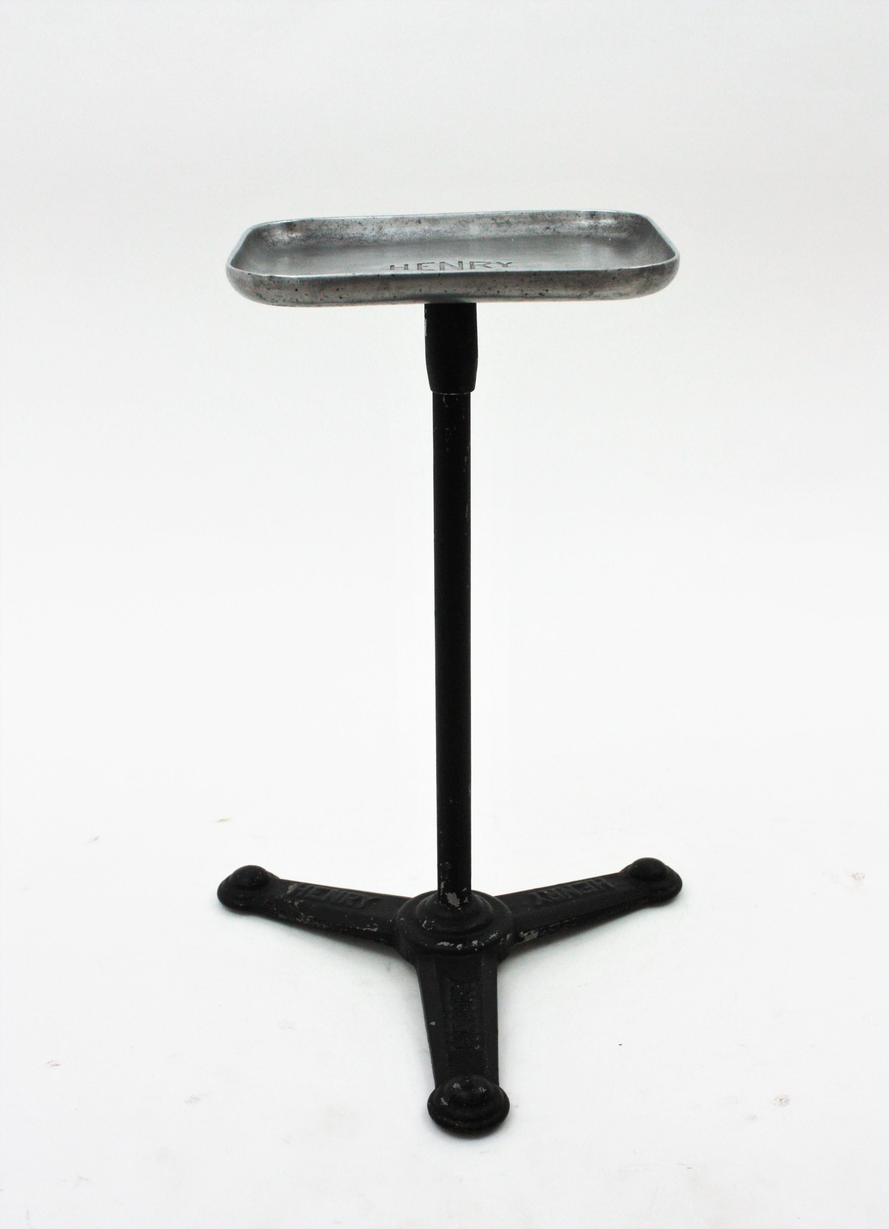 Industrial Drink Table / Side Table / End Table, Aluminium and Iron For Sale 1