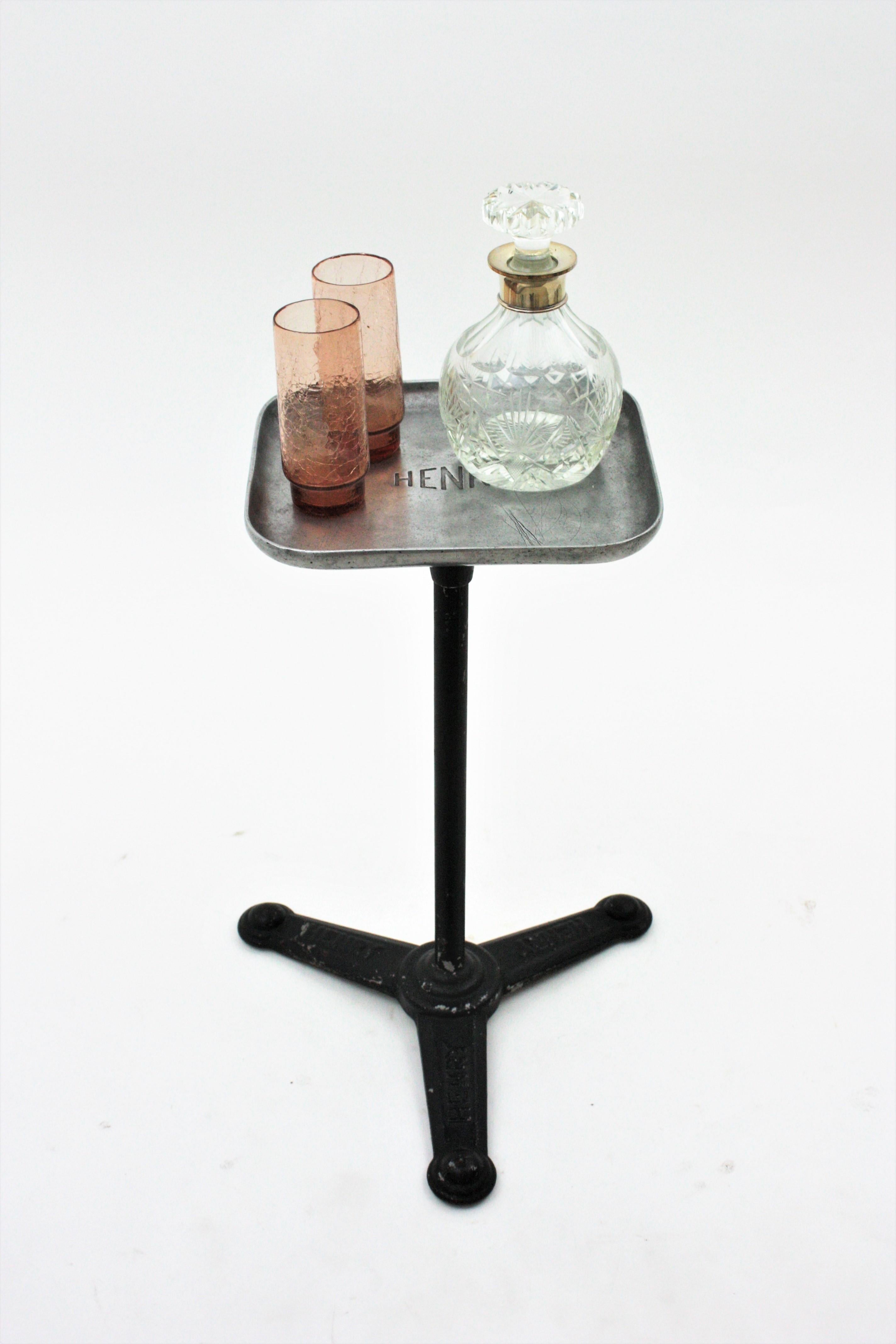 20th Century Industrial Drink Table / Side Table / End Table, Aluminium and Iron For Sale