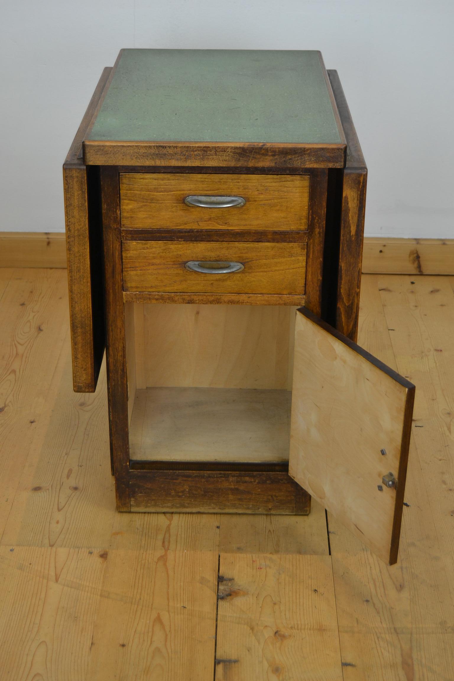 European Industrial Drop Leaf Table, Work Table or Console Table For Sale