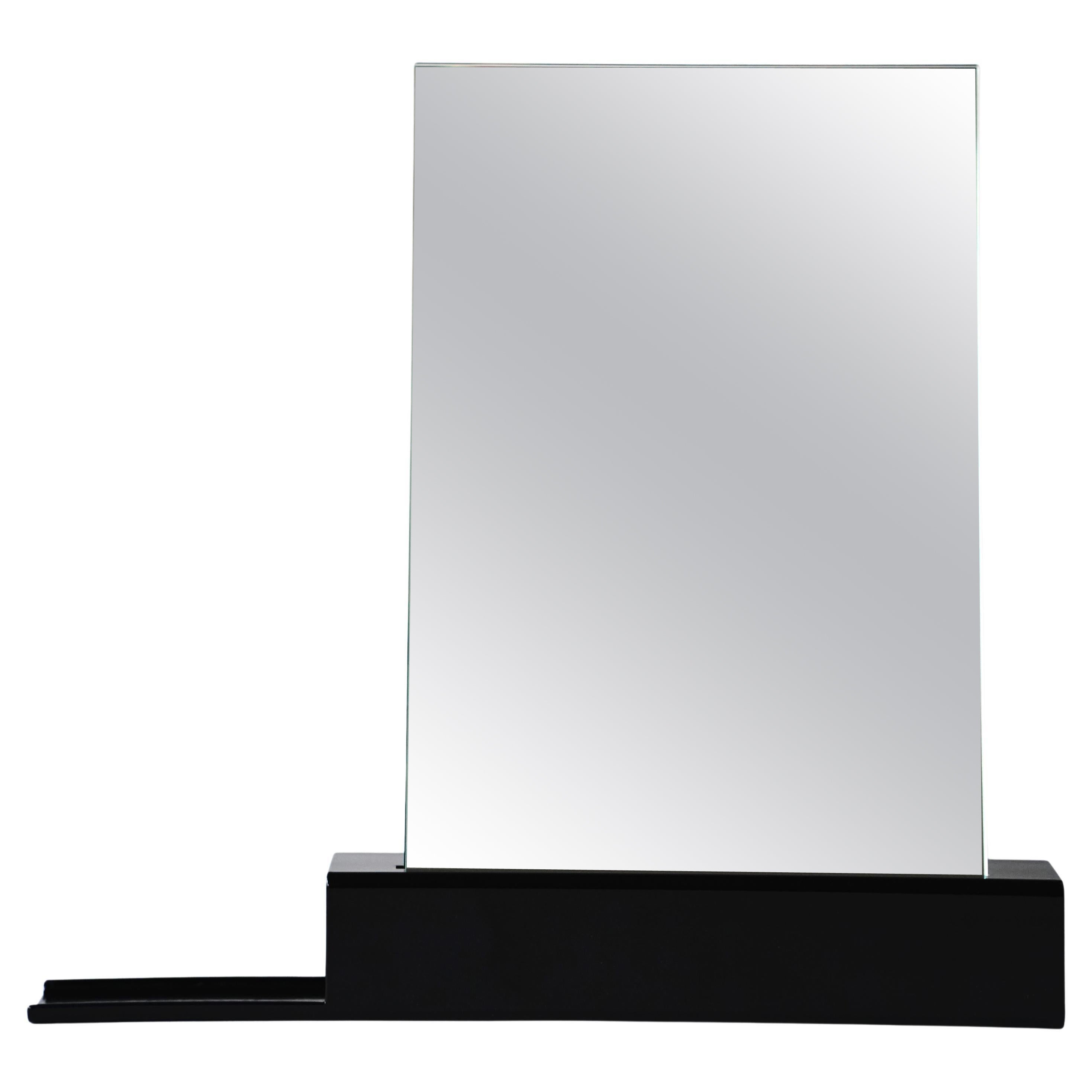 Industrial Dutch Design Wall Mirror One Collection: Medium Plateau Left / Black