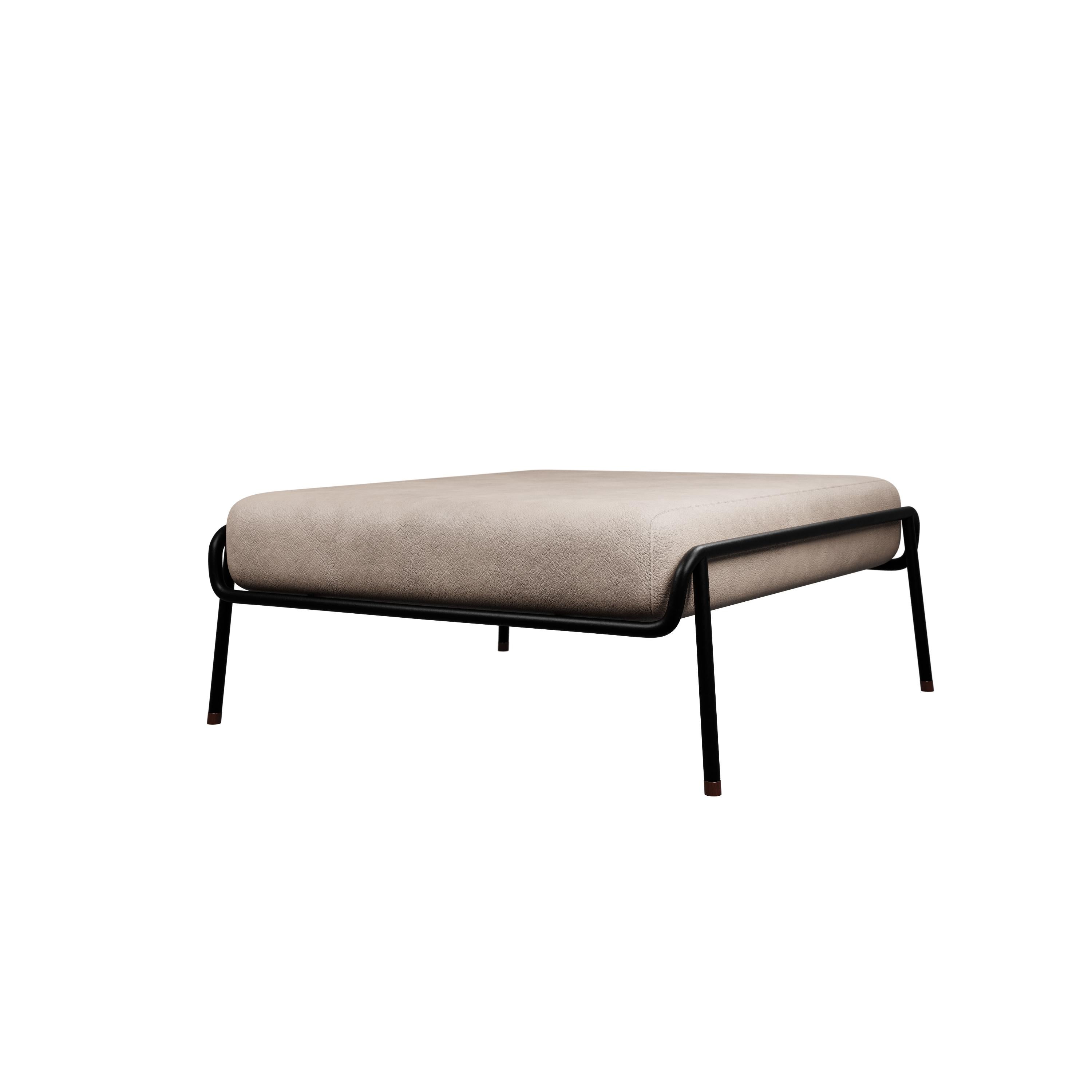 Portuguese Industrial DUV Ottoman 2 Cream leather handcrafted by Murmurio For Sale