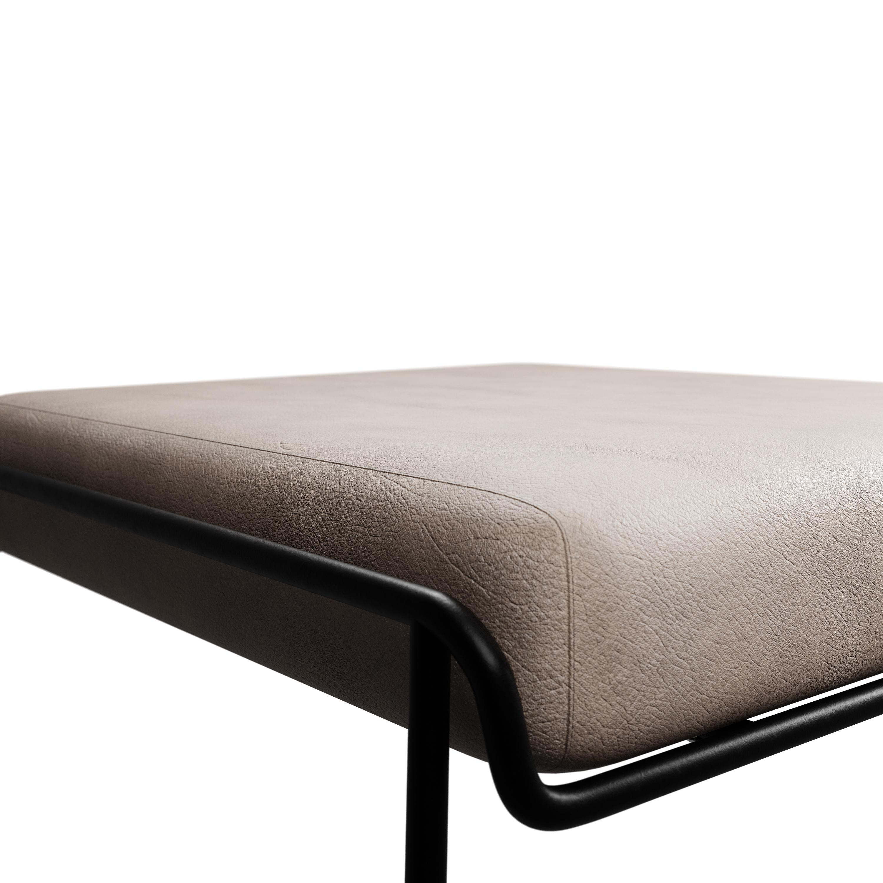 Contemporary Industrial DUV Ottoman 2 Cream leather handcrafted by Murmurio For Sale