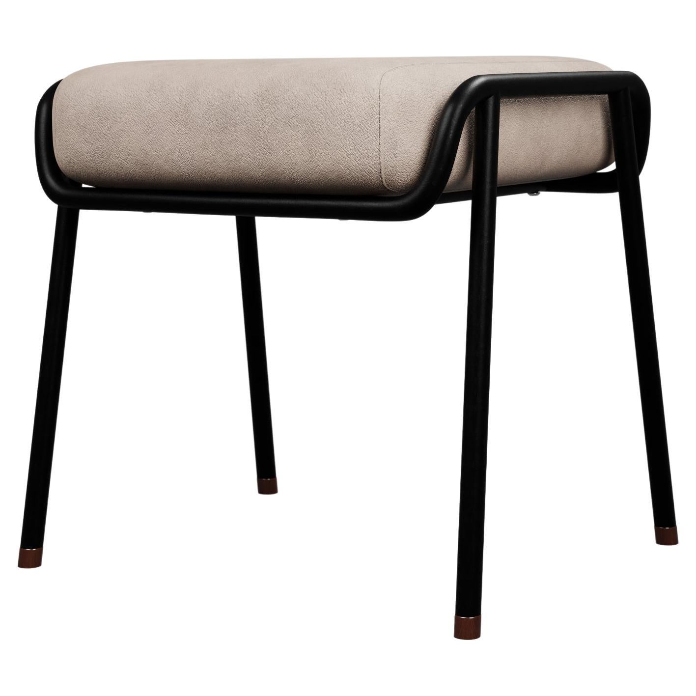 Industrial DUV Pouf Cream leather handcrafted by Murmurio