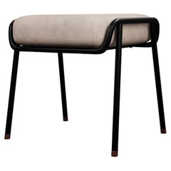 Industrial DUV Pouf Cream leather handcrafted by Murmurio