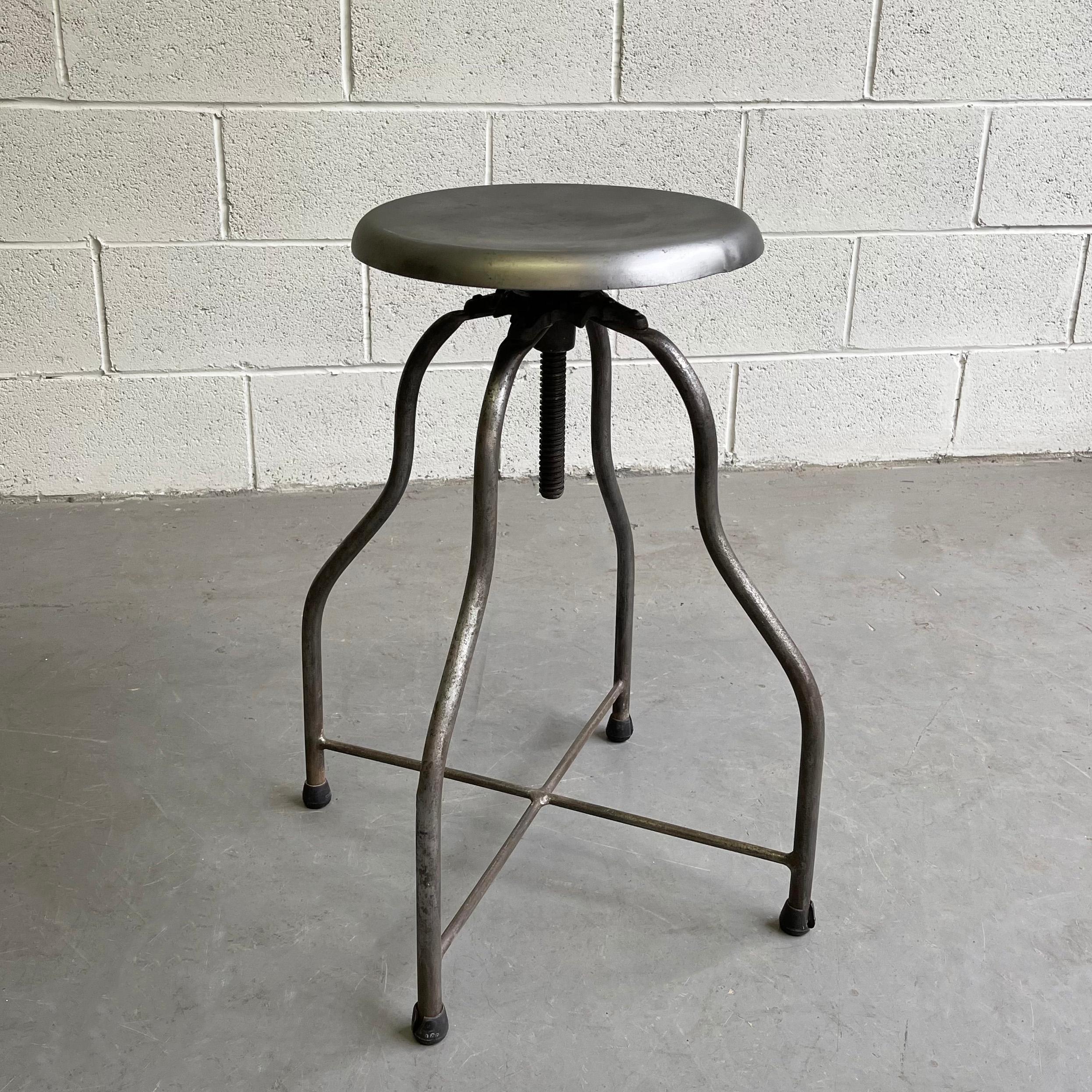 Brushed Industrial Early 20th Century Apothecary Swivel Stool For Sale