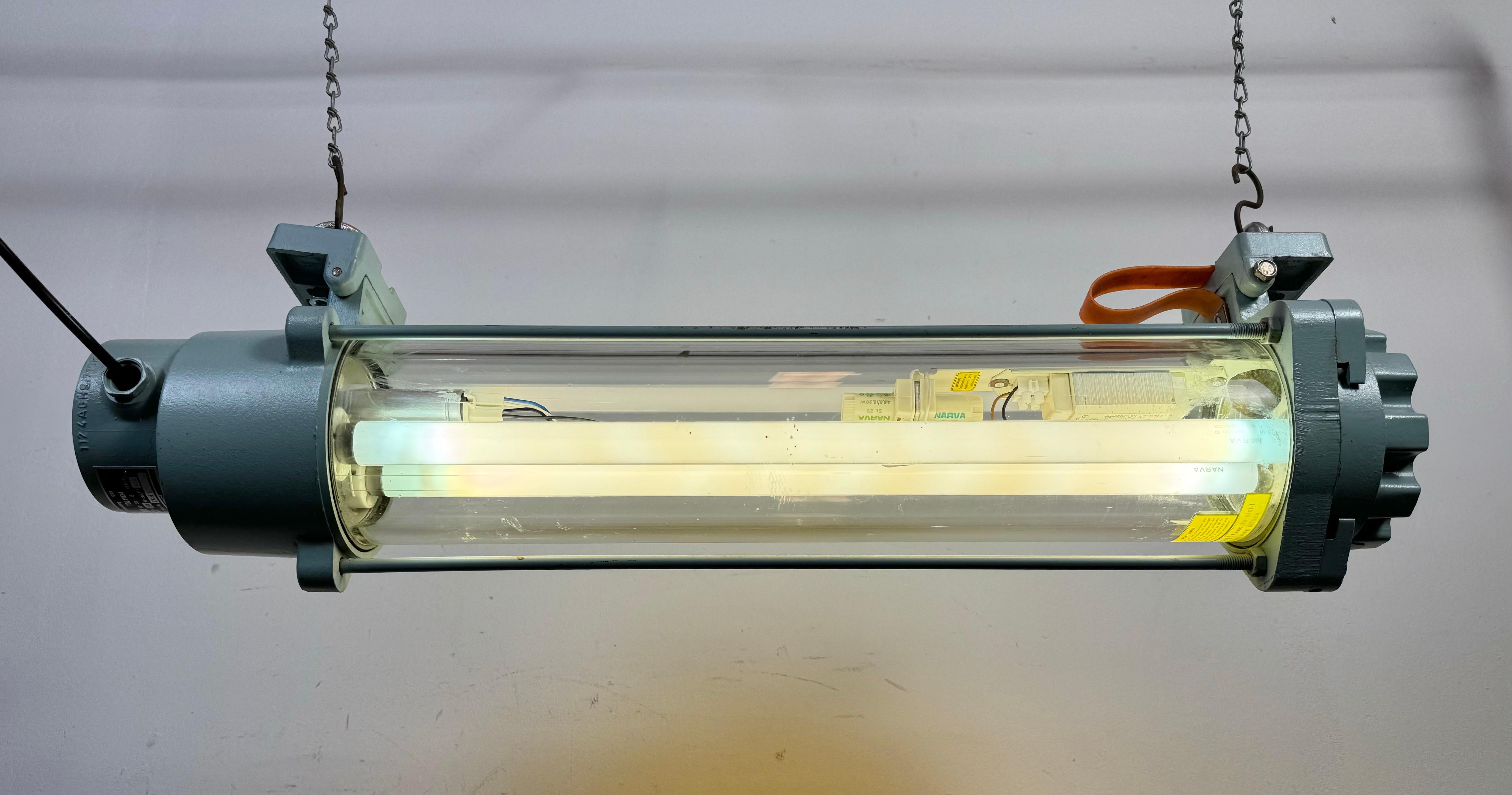 Industrial East German Fluorescent Tube Light From Leuchtenbau Wittenberg, 1980s For Sale 10