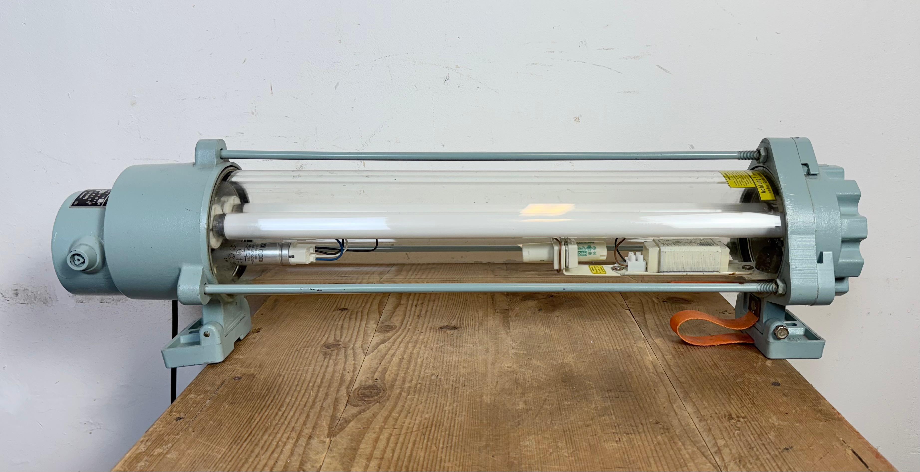 Industrial East German Fluorescent Tube Light From Leuchtenbau Wittenberg, 1980s For Sale 12