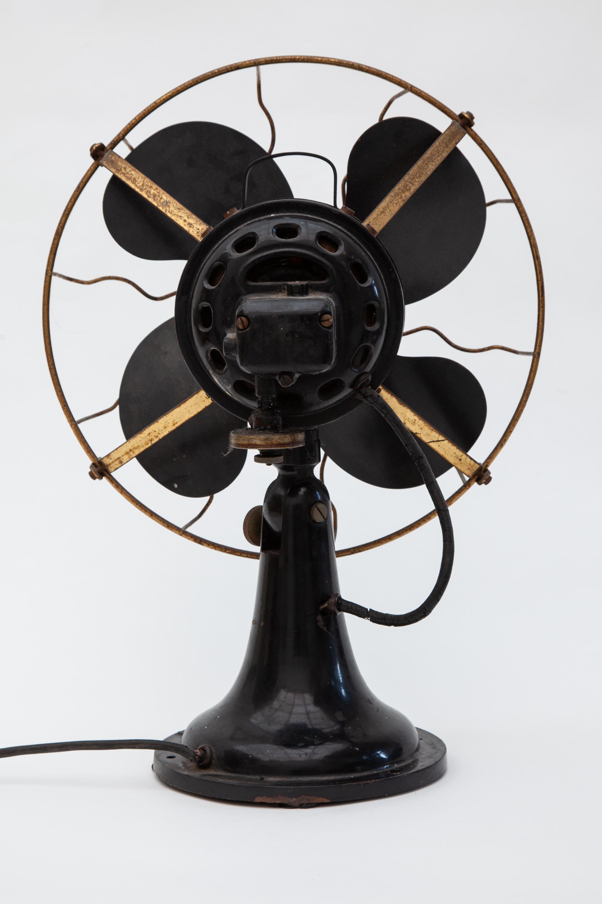 Art Deco Industrial Electric Black Fan Dutch Design, 1930s For Sale
