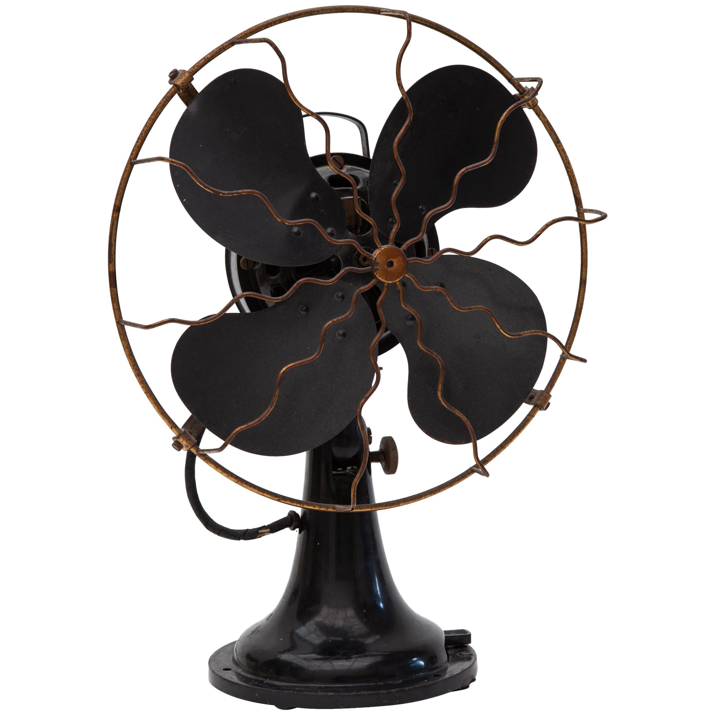 Industrial Electric Black Fan Dutch Design, 1930s