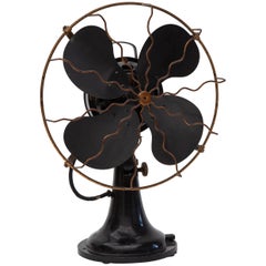 Antique Industrial Electric Black Fan Dutch Design, 1930s