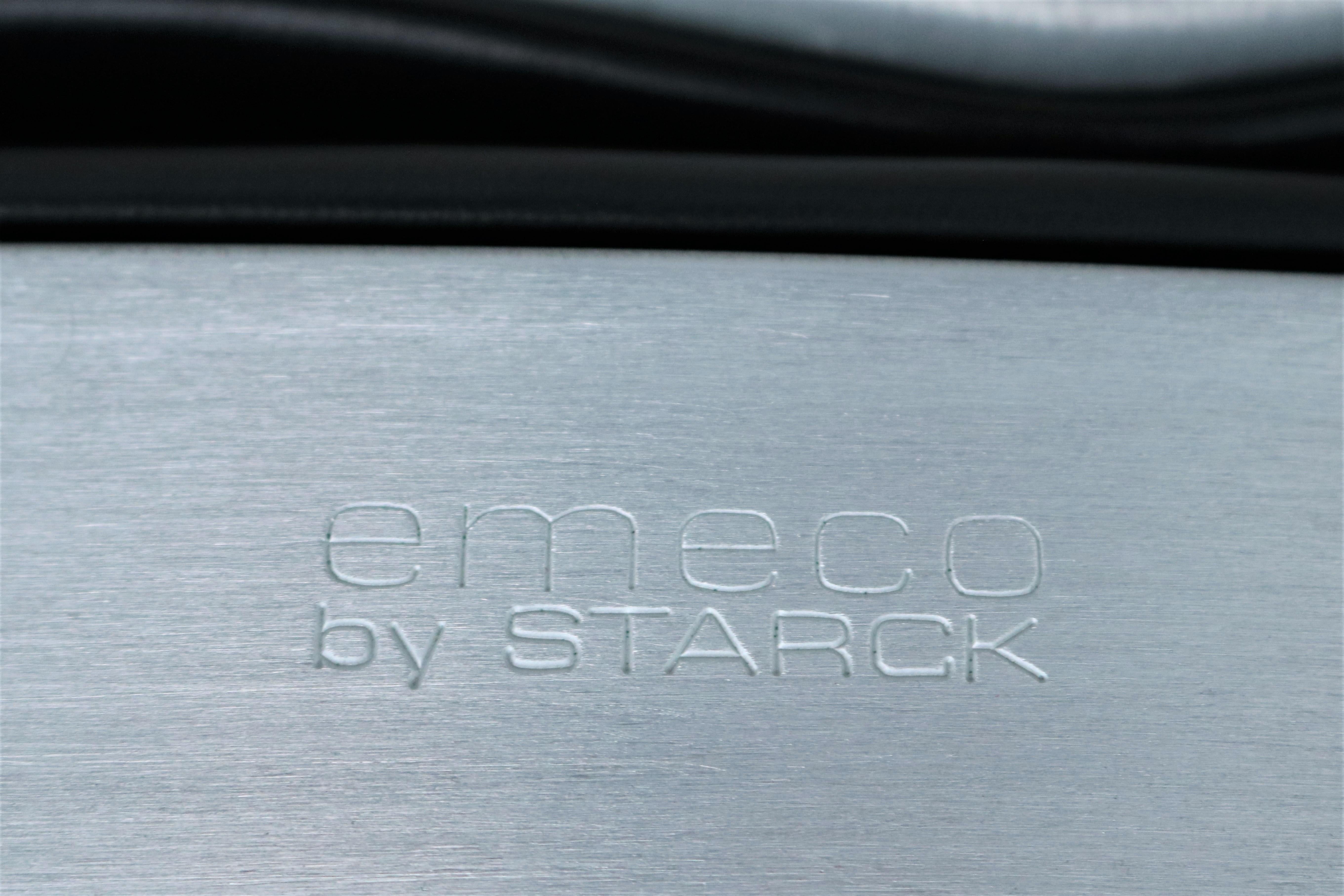 Industrielle Emeco Hudson-Hocker aus gebürstetem Aluminium von Starck, ein Paar im Angebot 11