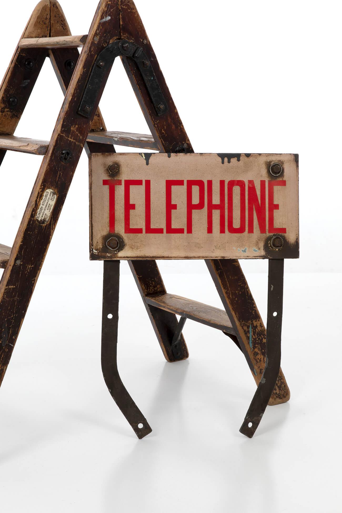 Industrial Enamel Telephone Sign, circa 1950s For Sale 1