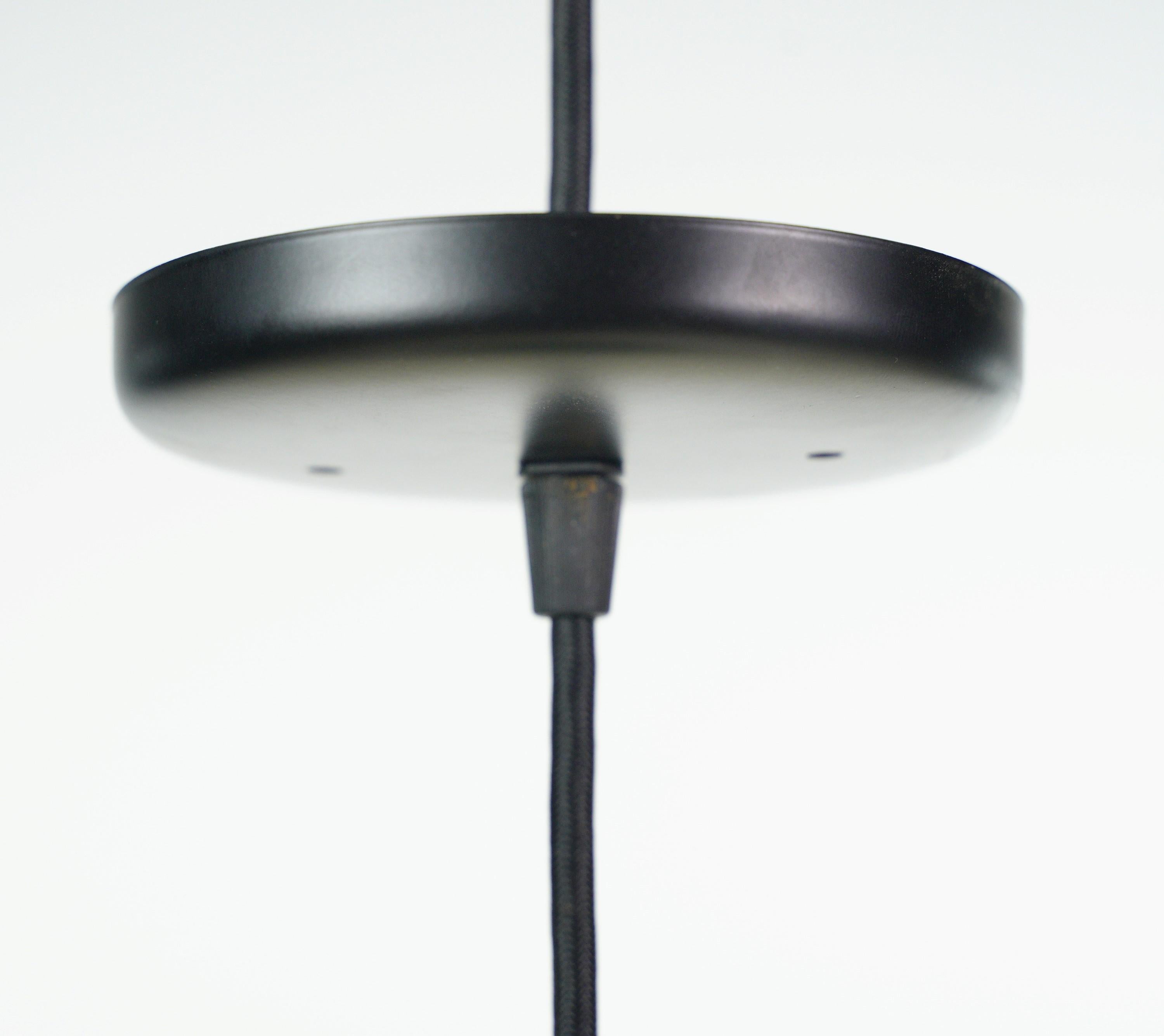 Industrial Enameled Green Steel Shade Pendant Light Black Cord  For Sale 2