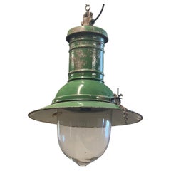 Antique Industrial Enamelled Station Light