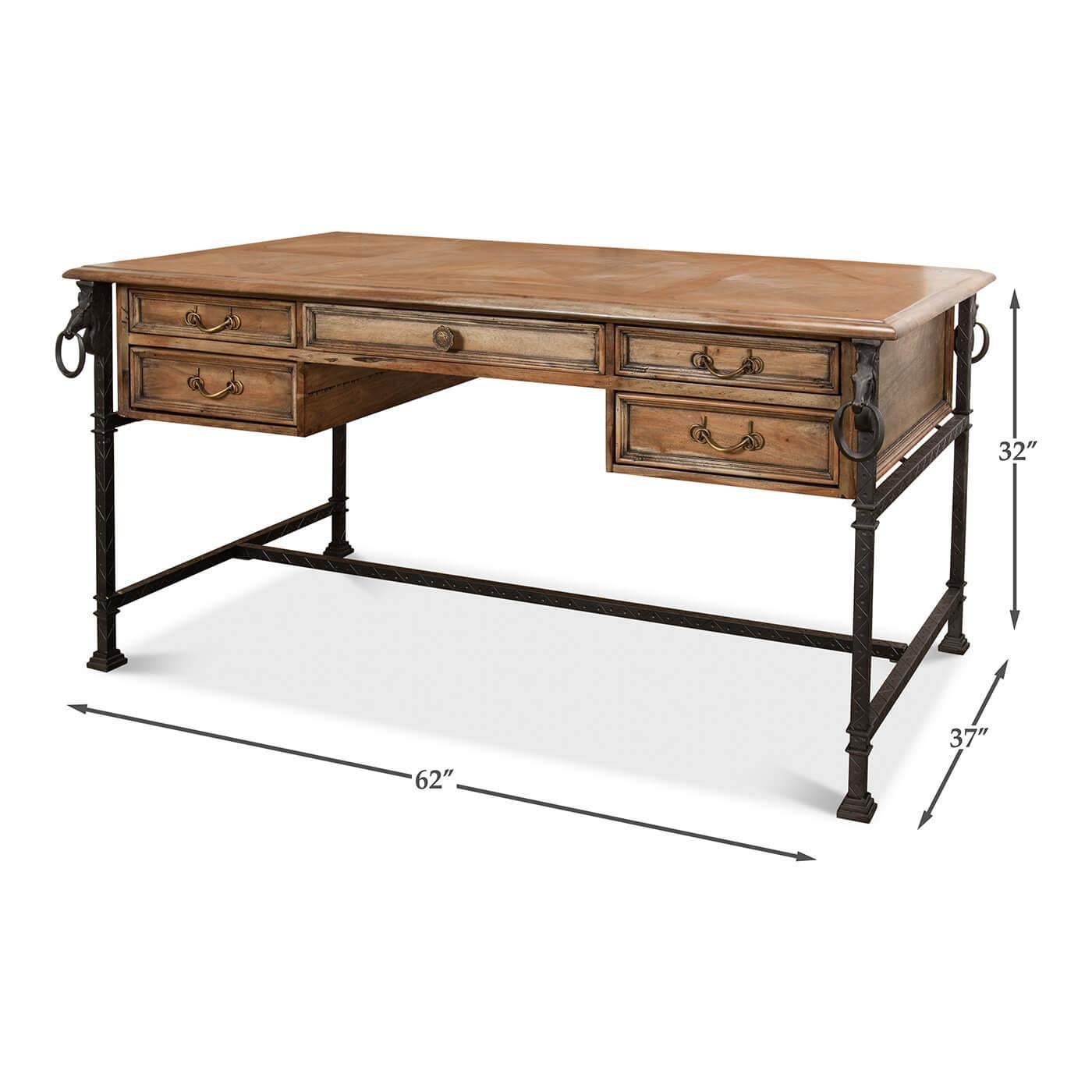 Iron Industrial Equestrian Desk For Sale